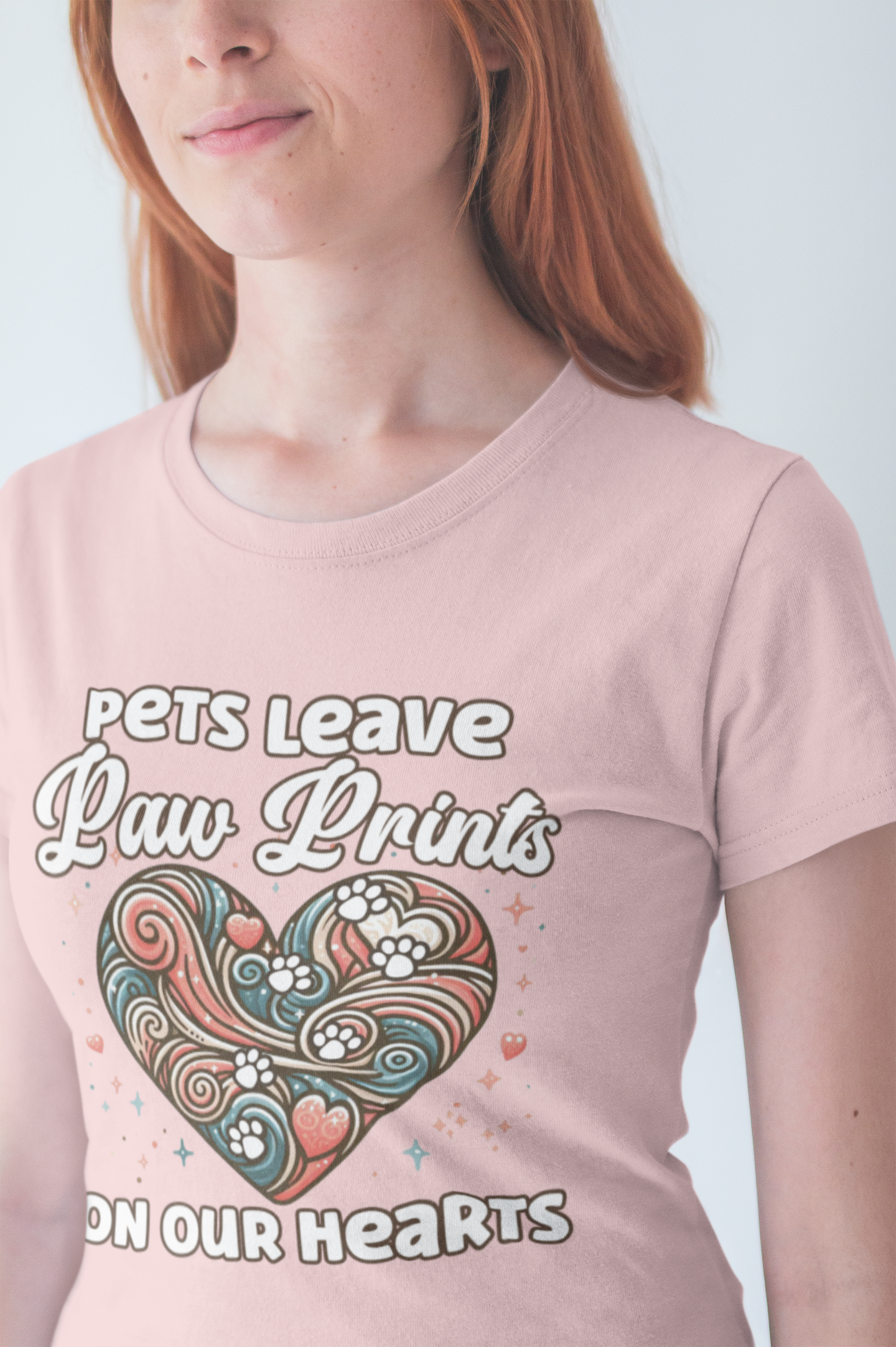 Pets Leave Paw Prints on Our Hearts | Abstract Heart Graphic T-Shirt