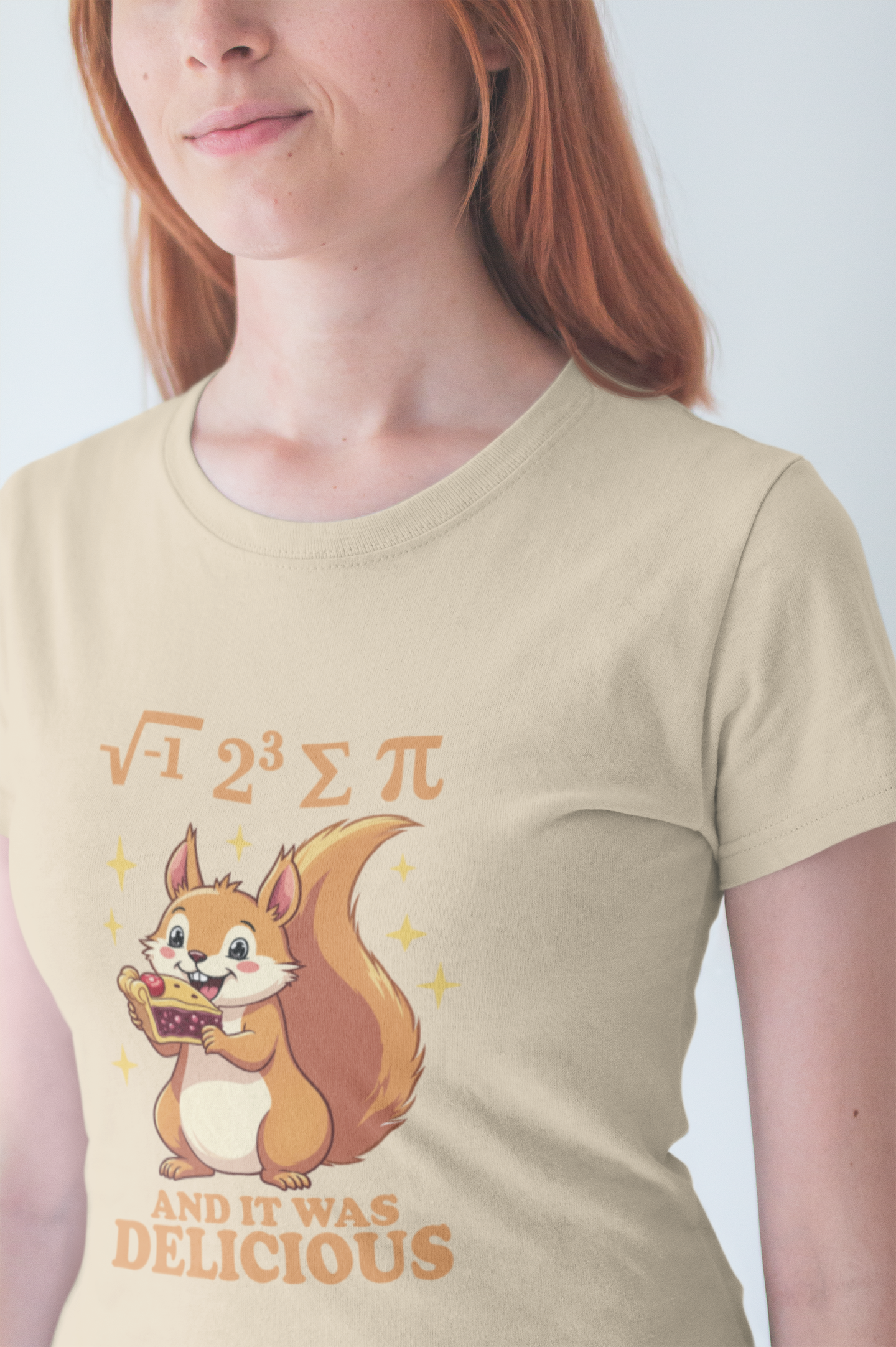Funny Math Squirrel T-Shirt – “i 8 sum pi and it was delicious” Equation Pun