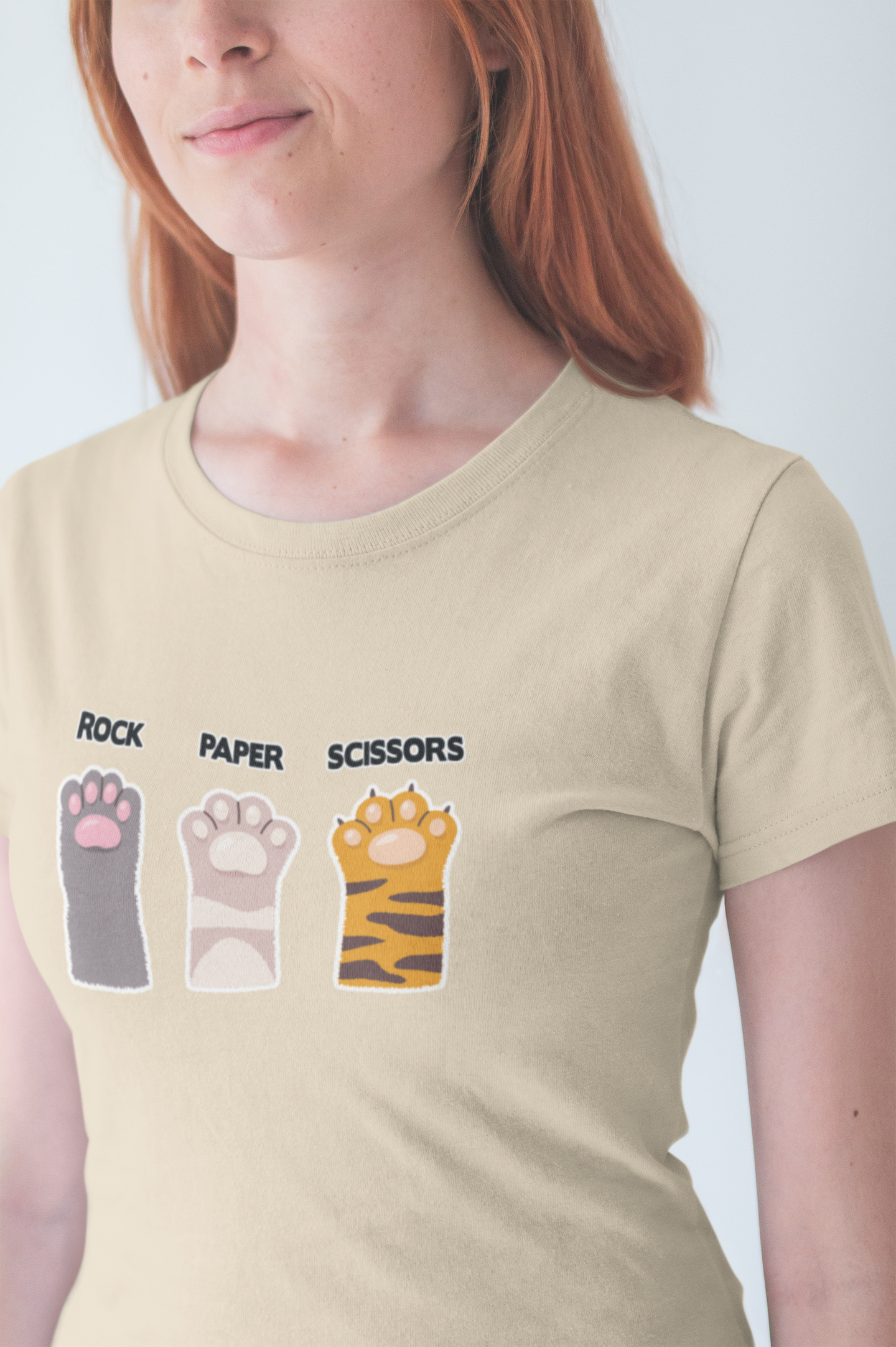 Rock Paper Scissors Cat Paw Tshirt Funny Feline Game Design