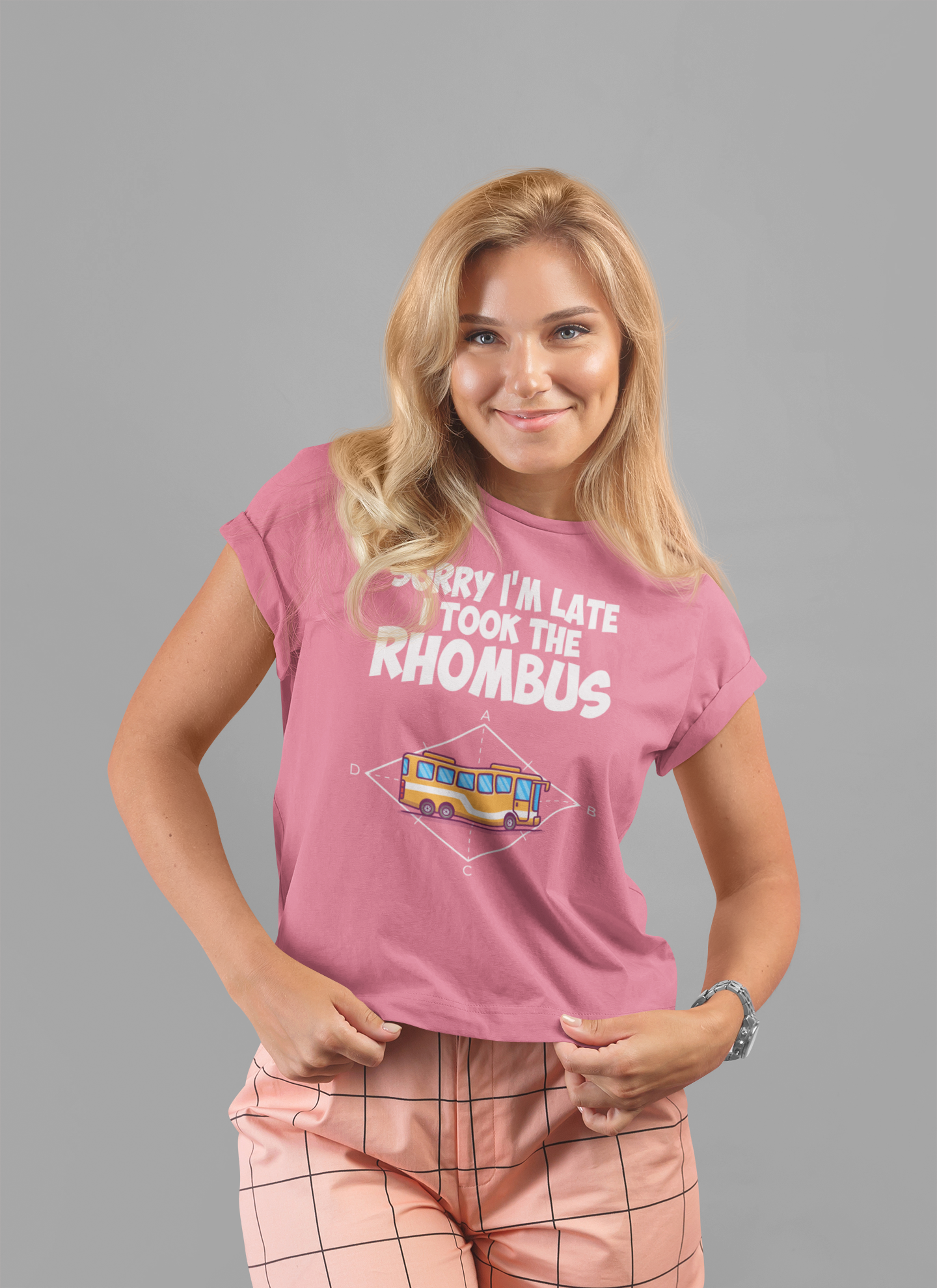 Math Joke Shirt – I Took the Rhombus Geometry Bus Graphic