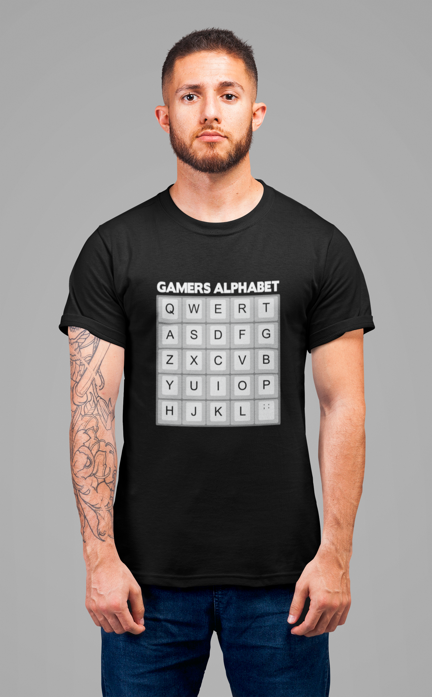 Gamers Alphabet T-Shirt – Funny Keyboard Gamer Essential Graphic Tee