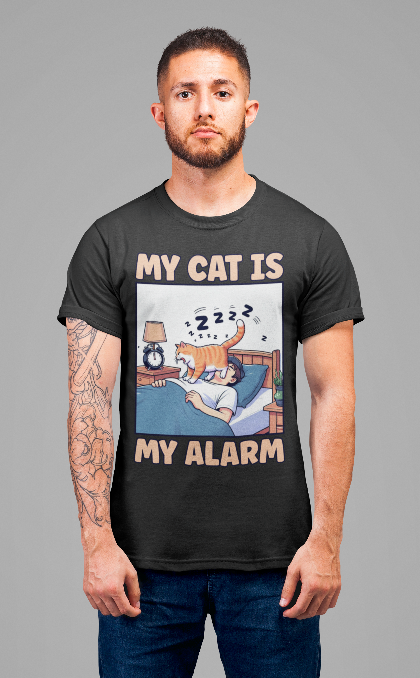 My Cat Is My Alarm Clock Shirt, Funny Cat Lover Tee, Pet Routine Humor T Shirt, Feline Morning Companion Apparel, Cute Cat Quote Top