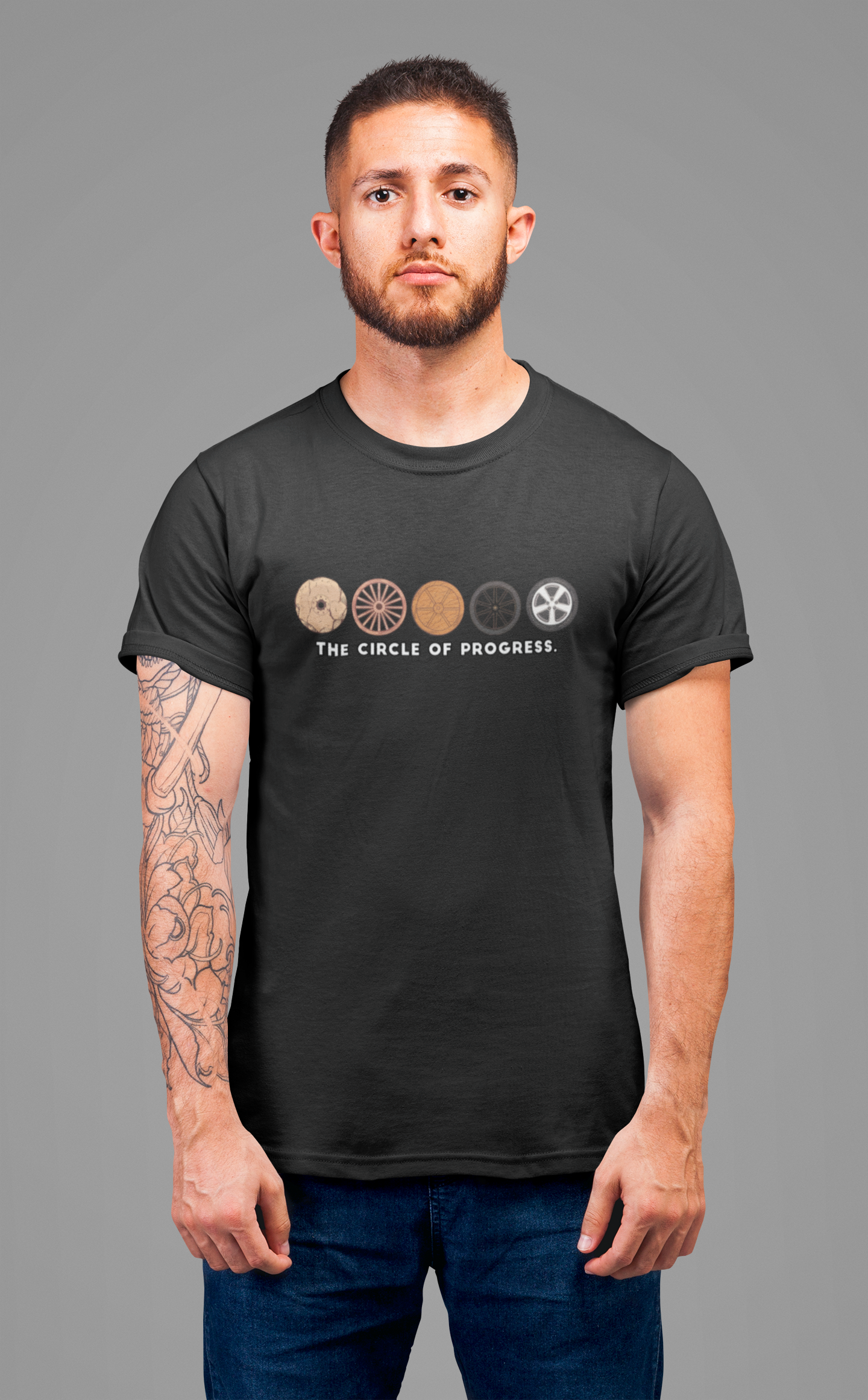 The Wheel of Progress | Evolution of the Wheel Graphic T-Shirt