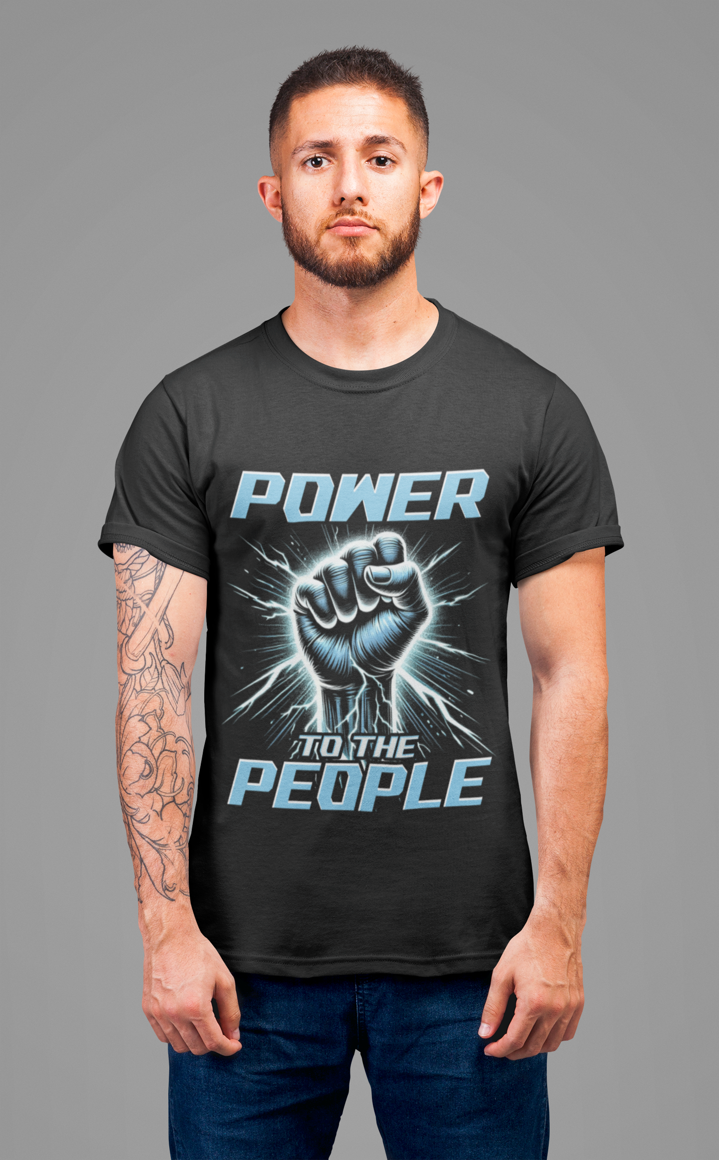 Power to the People Electric Resistance Bold Revolution Graphic T-Shirt