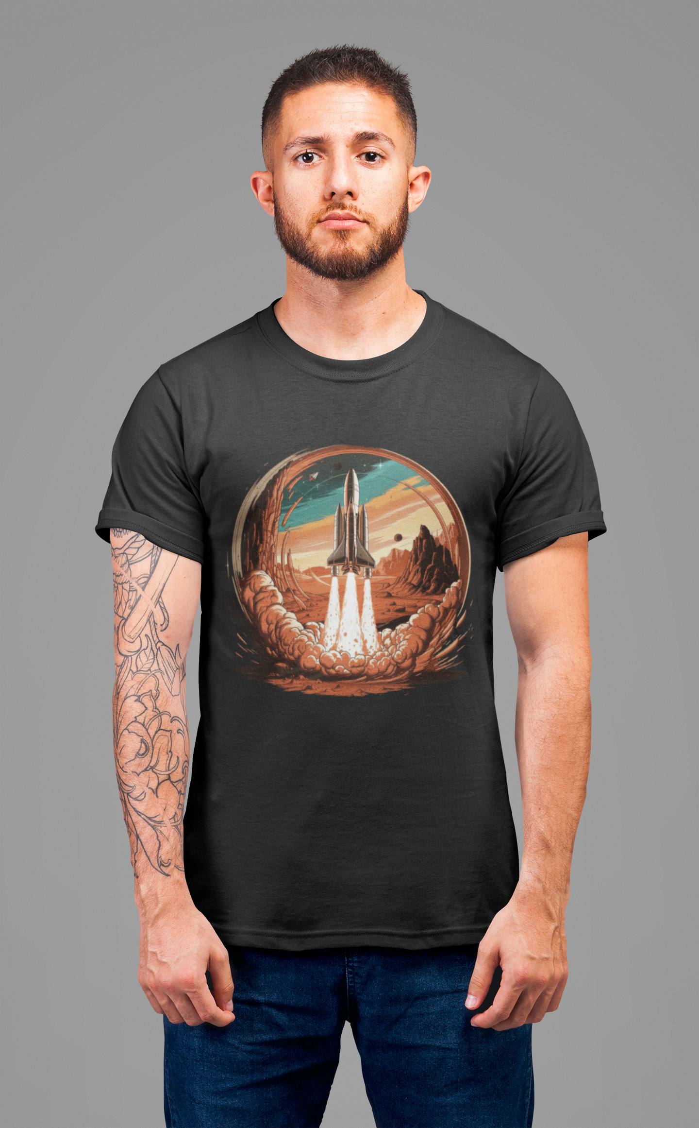 Mars or Bust Space Rocket Launch T-Shirt