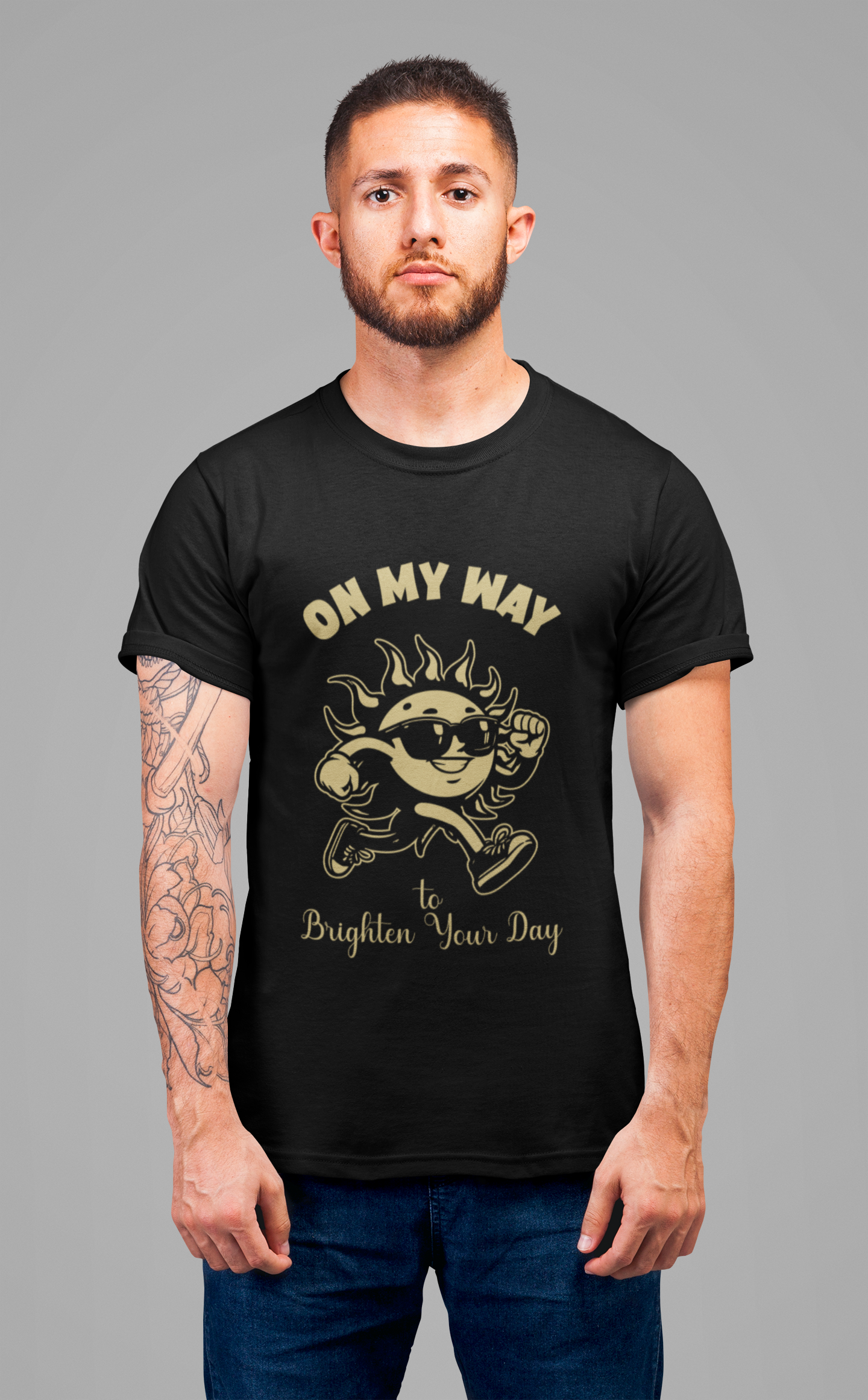 On My Way to Brighten Your Day T-Shirt – Fun Running Sun Graphic Tee