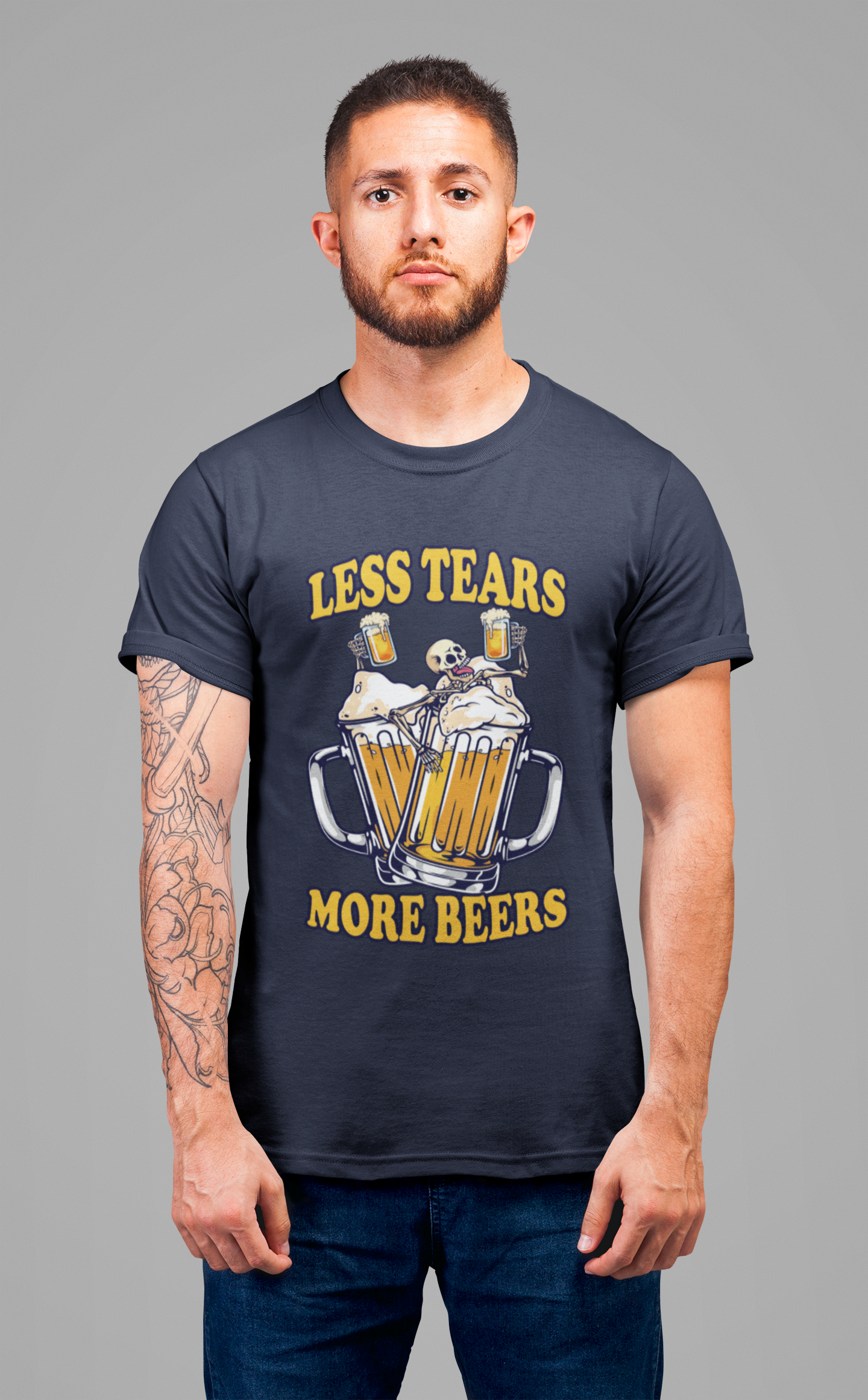 Less Tears More Beers Tee, Beer Lover Humor Shirt, Pub Life Graphic Tee, Funny Alcohol Mood Top, Chill and Cheer Gift