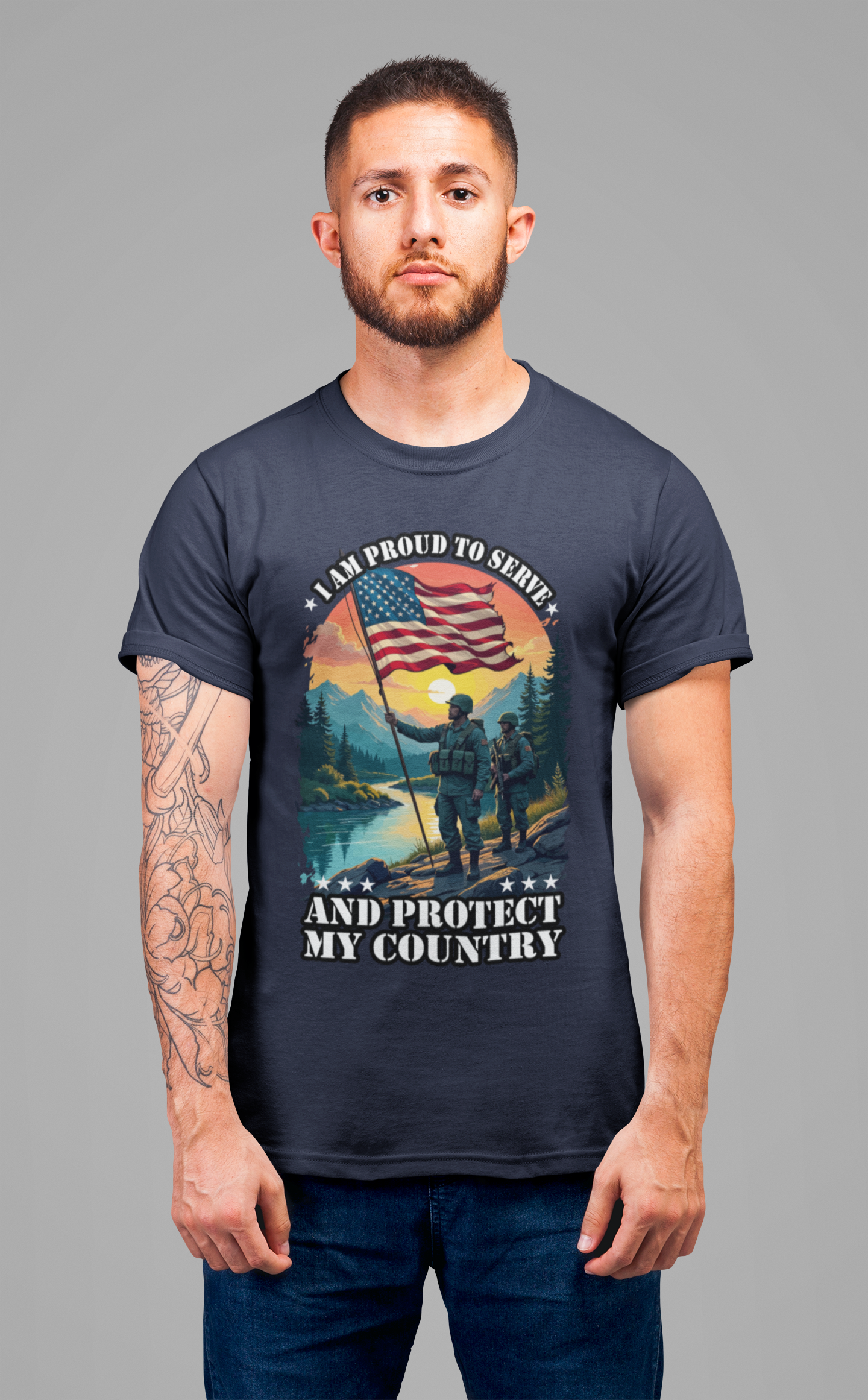 Proud to Serve and Protect My Country T-Shirt – Patriotic Military Graphic Tee