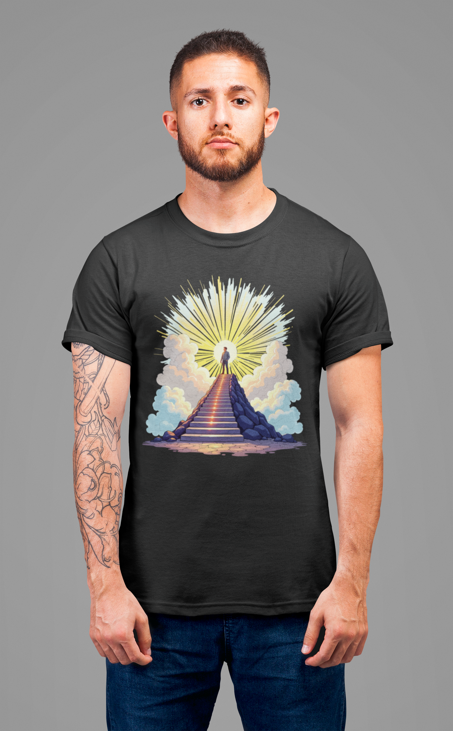 Believe Receive Achieve Inspirational Sunrise Stairway Success T-Shirt