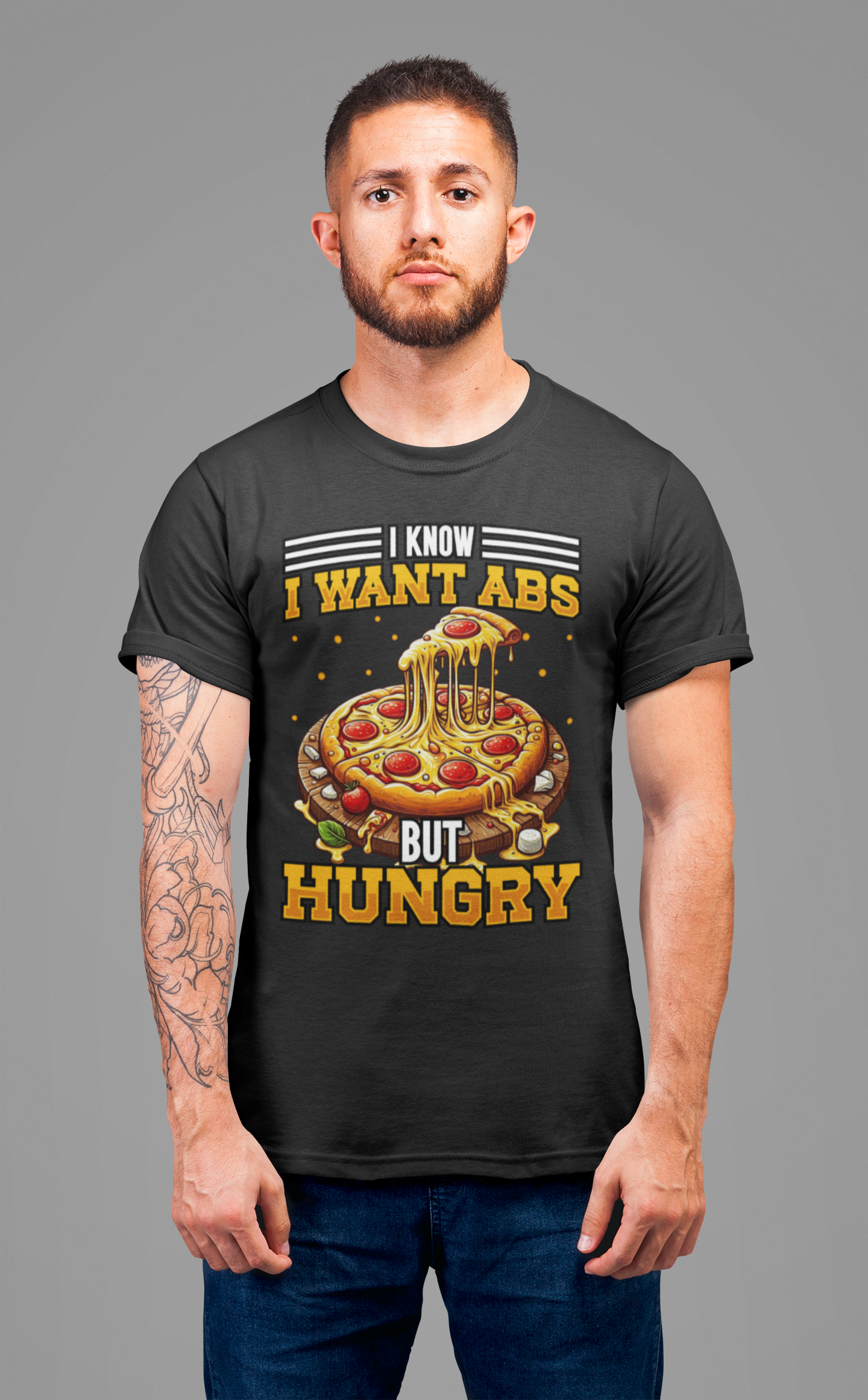 I Know I Want Abs But Hungry Funny Gym Foodie T-Shirt