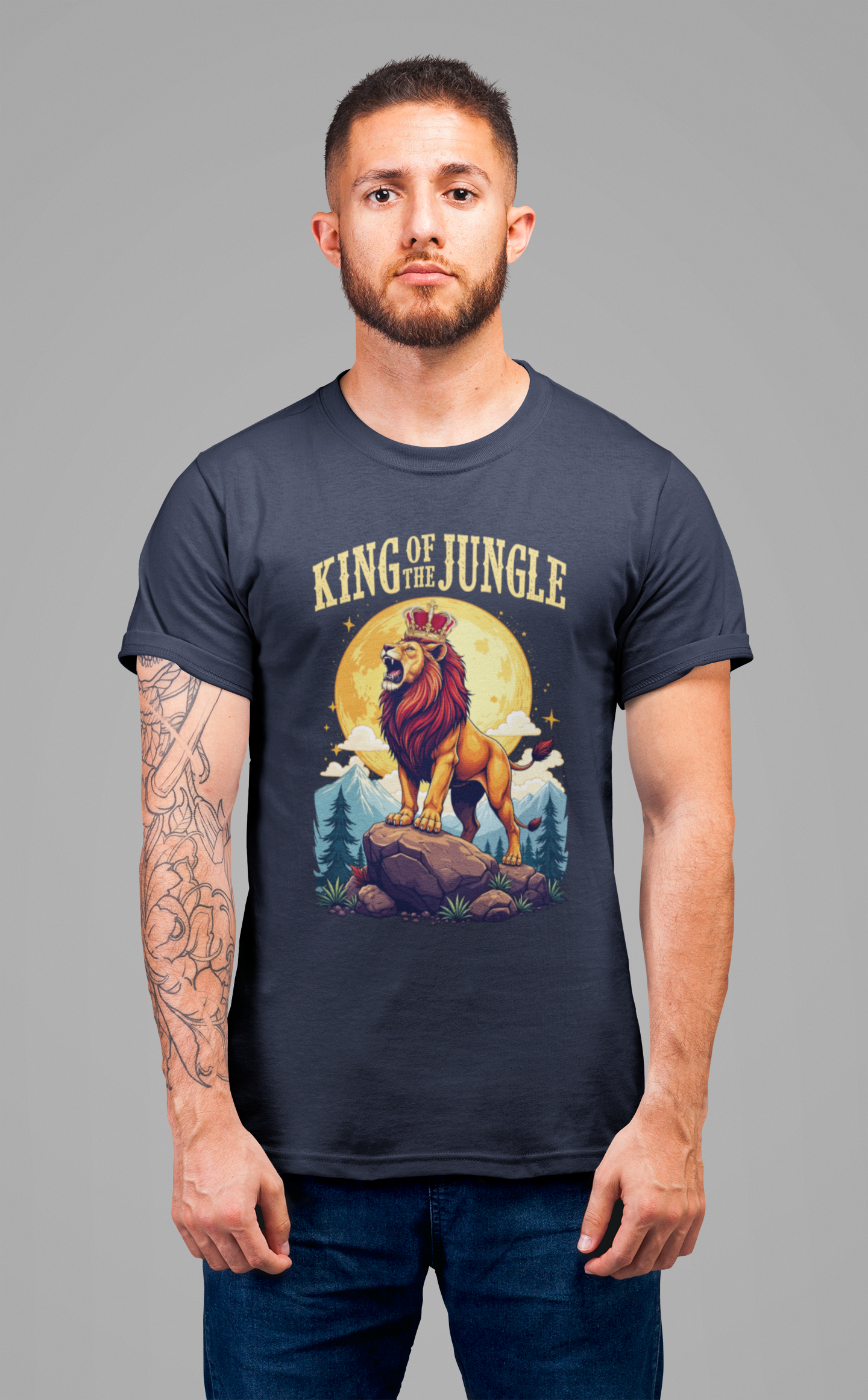 King of the Jungle T-Shirt – Majestic Lion with Crown Graphic Tee