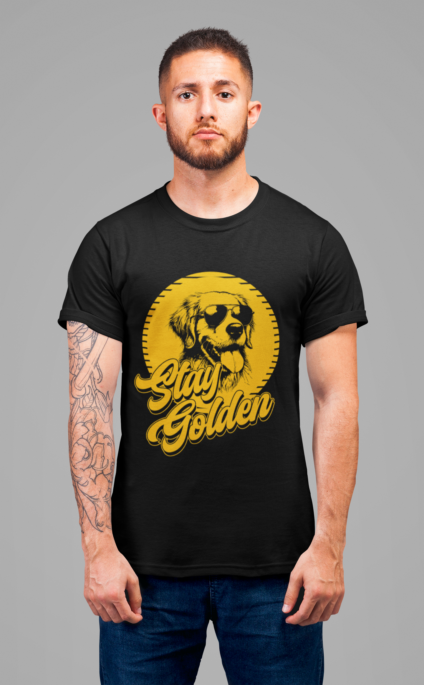 Stay Golden T-Shirt – Cool Golden Retriever with Sunglasses Graphic Tee