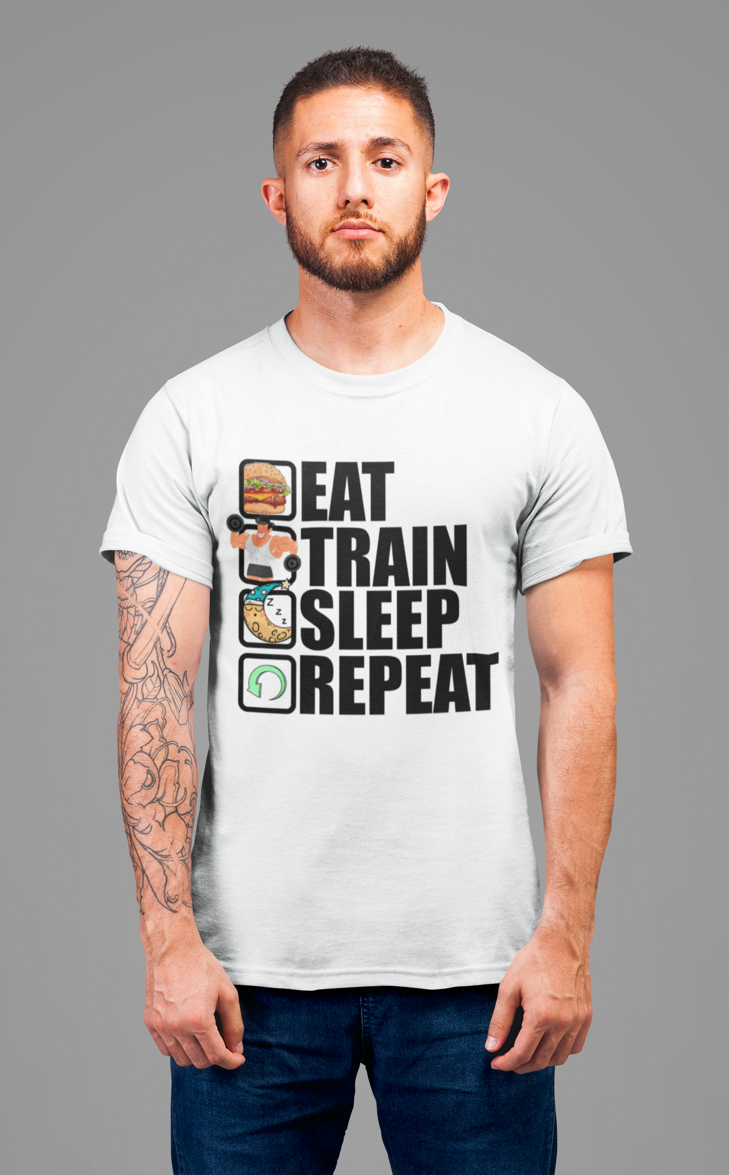 Eat Train Sleep Repeat Fitness Gym Motivation Lifestyle T-Shirt
