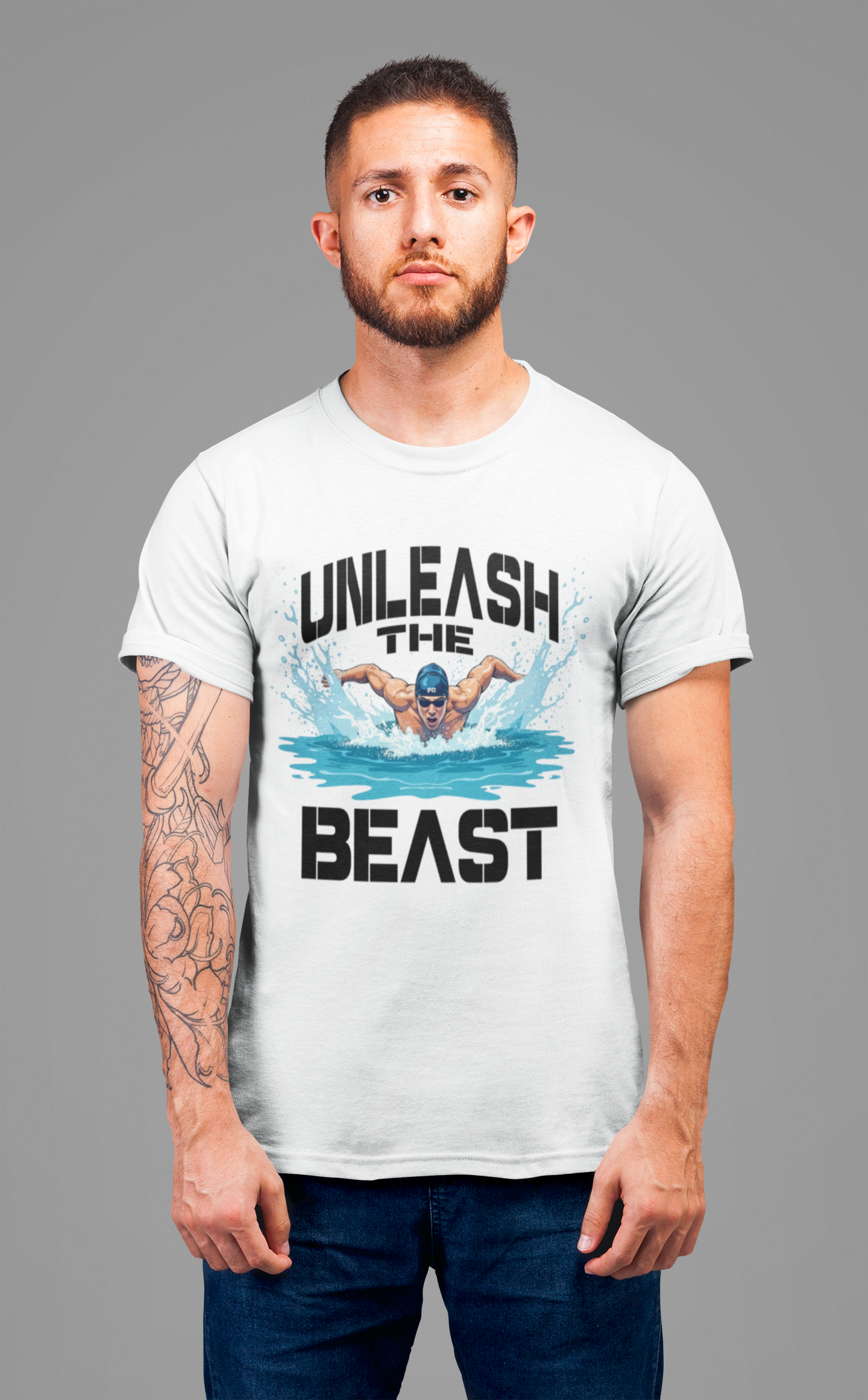 Unleash the Beast Butterfly Stroke Swimming Power Athlete Sports T-Shirt