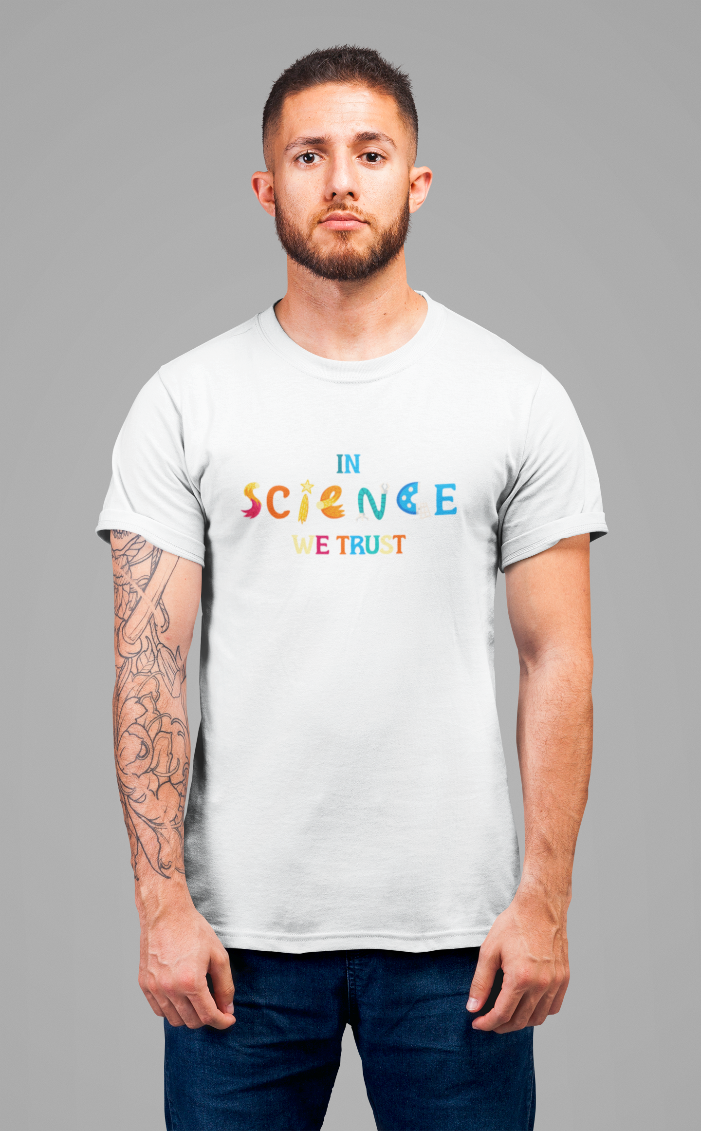 In Science We Trust T-Shirt – Lab Equipment Graphic STEM Lover Tee