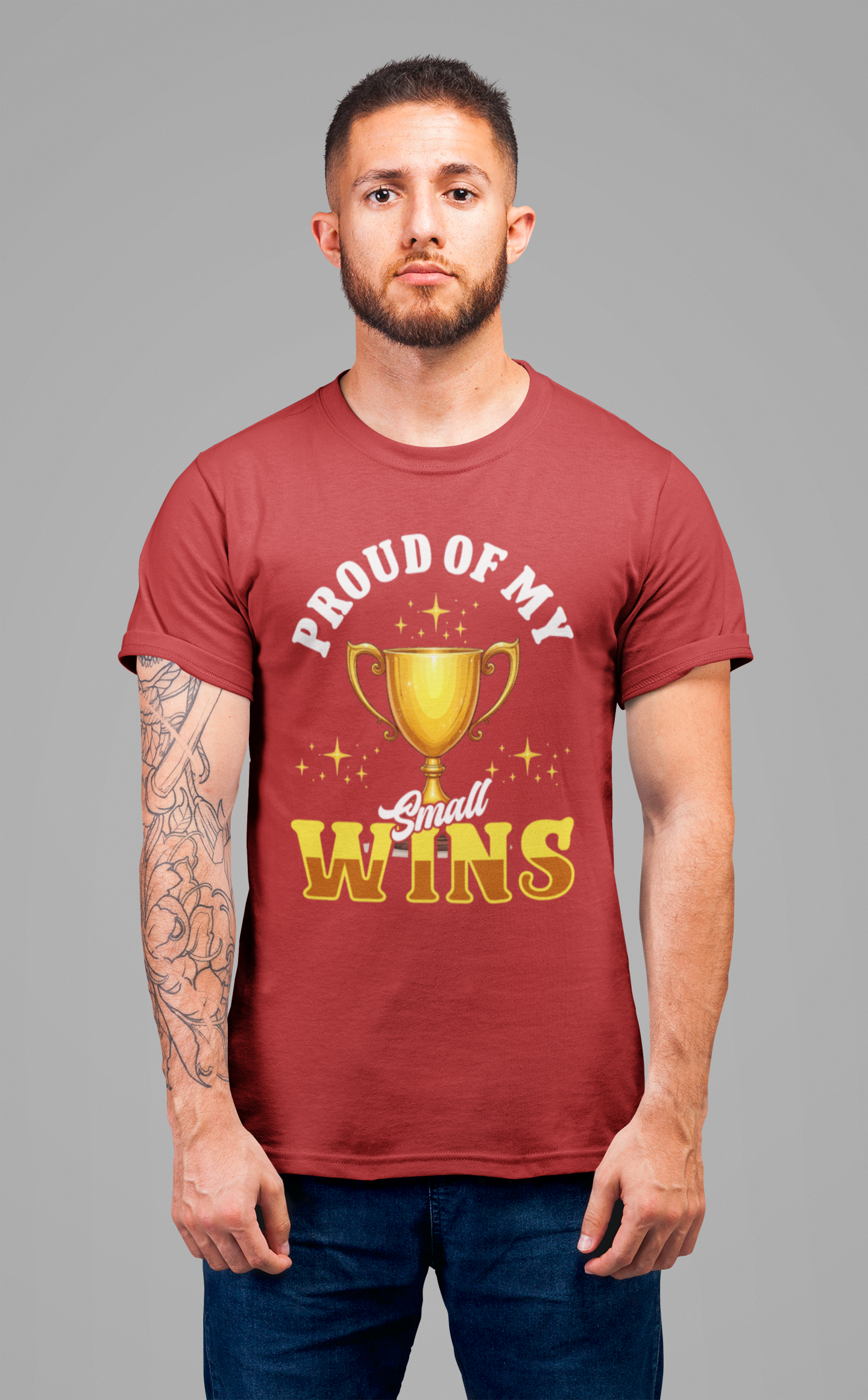 Celebrate Small Wins Tee – Trophy and Positive Quote Shirt