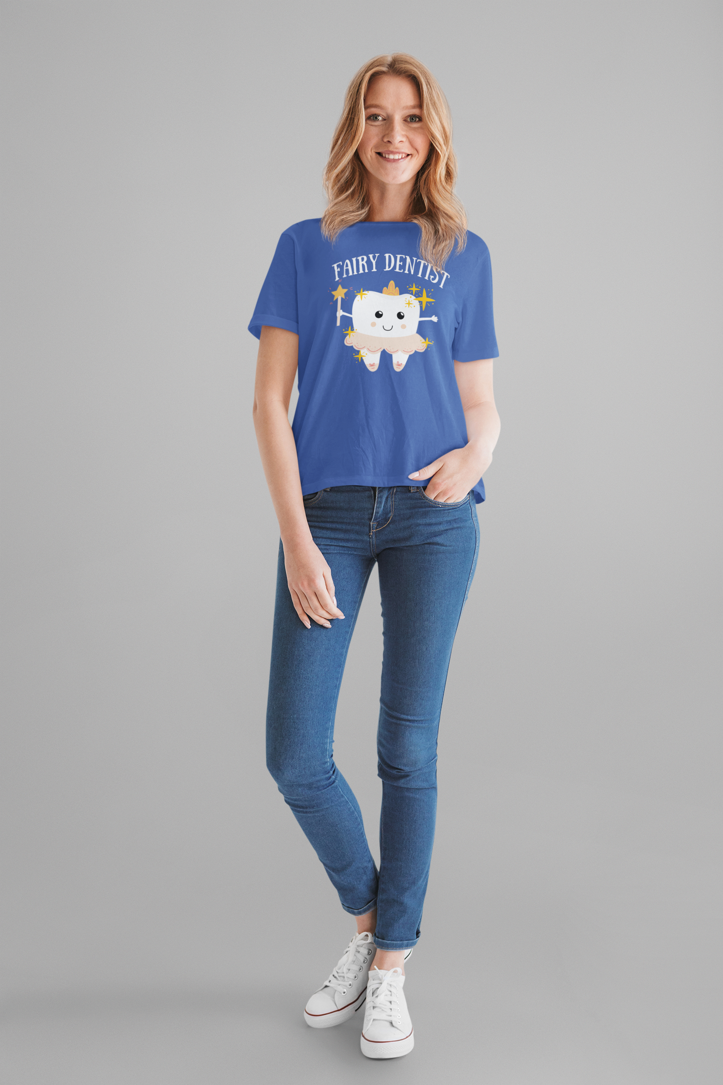 Fairy Dentist T Shirt Large Smiling Tooth with Wand and Fairy Costume