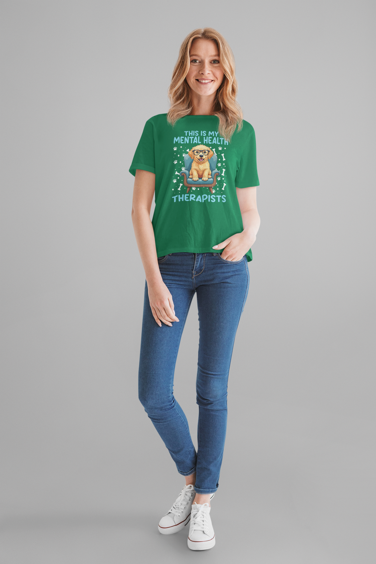 This Is My Mental Health Therapist T-Shirt – Cute Dog on Chair Graphic