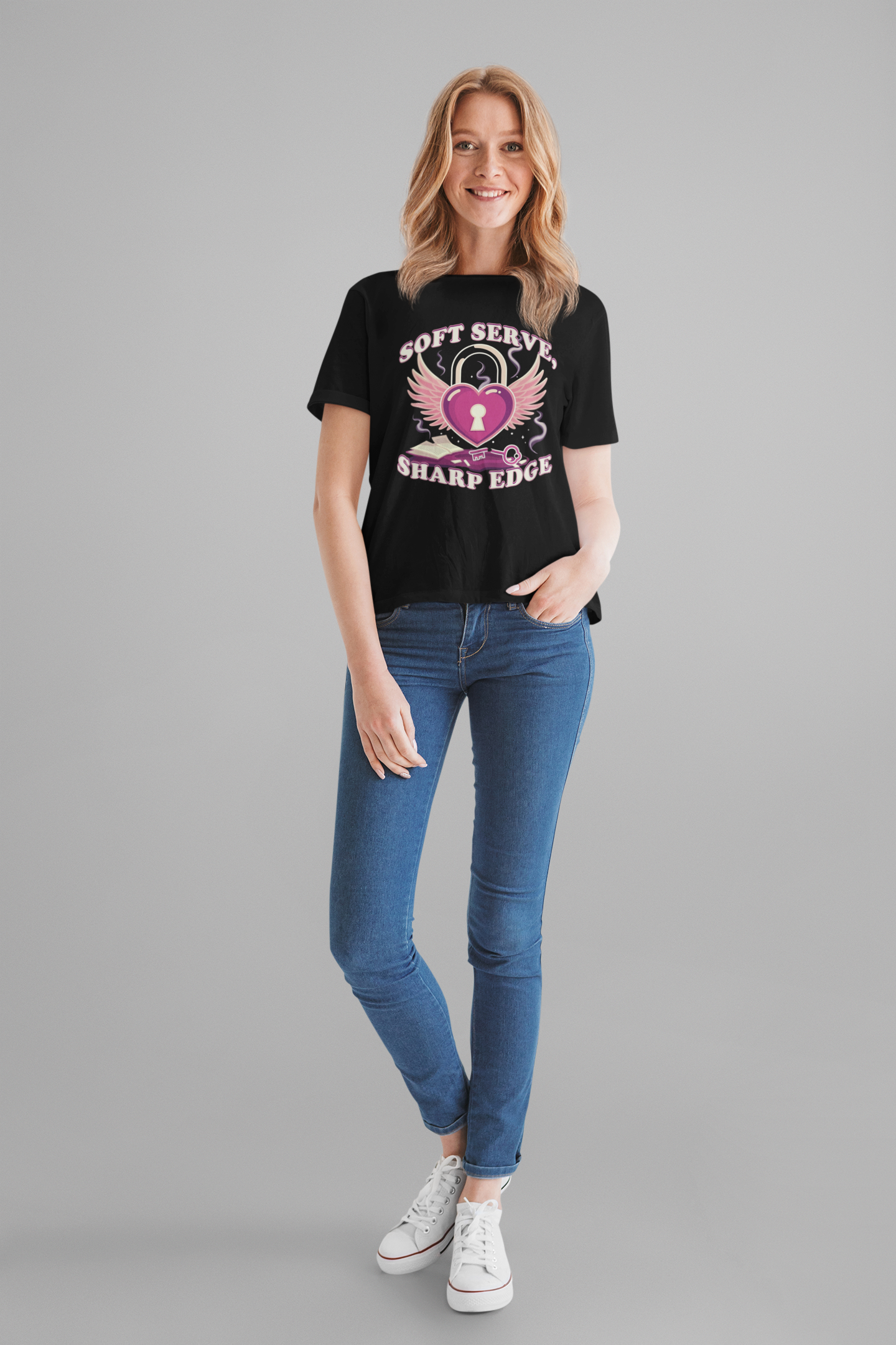 Soft Serve, Sharp Edge | Heart Lock, Wings & Broken Key Graphic T-Shirt
