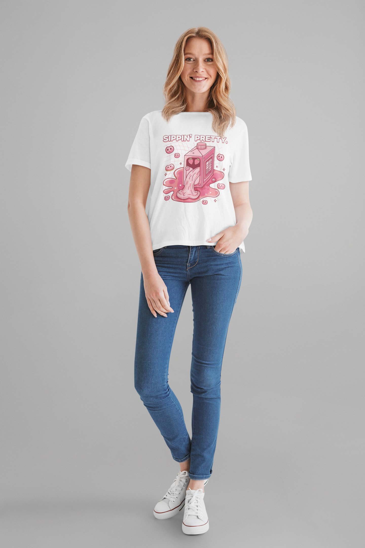 Sippin' Pretty | Strawberry Juice Splash Graphic T-Shirt