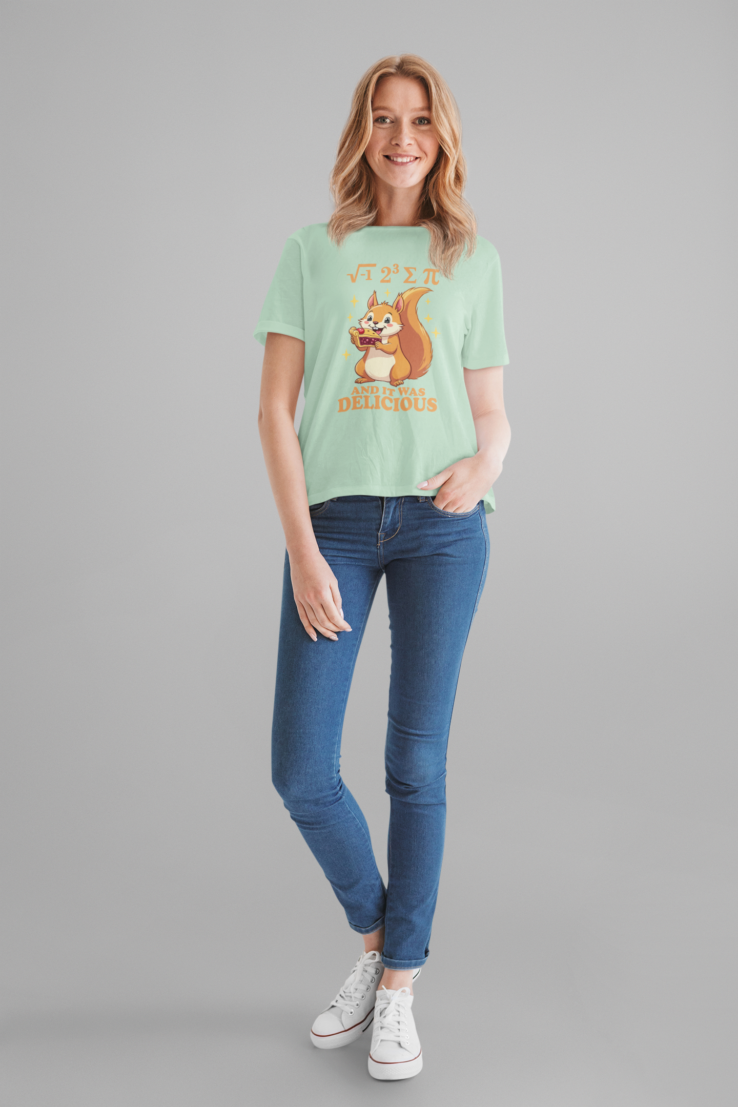 Funny Math Squirrel T-Shirt – “i 8 sum pi and it was delicious” Equation Pun