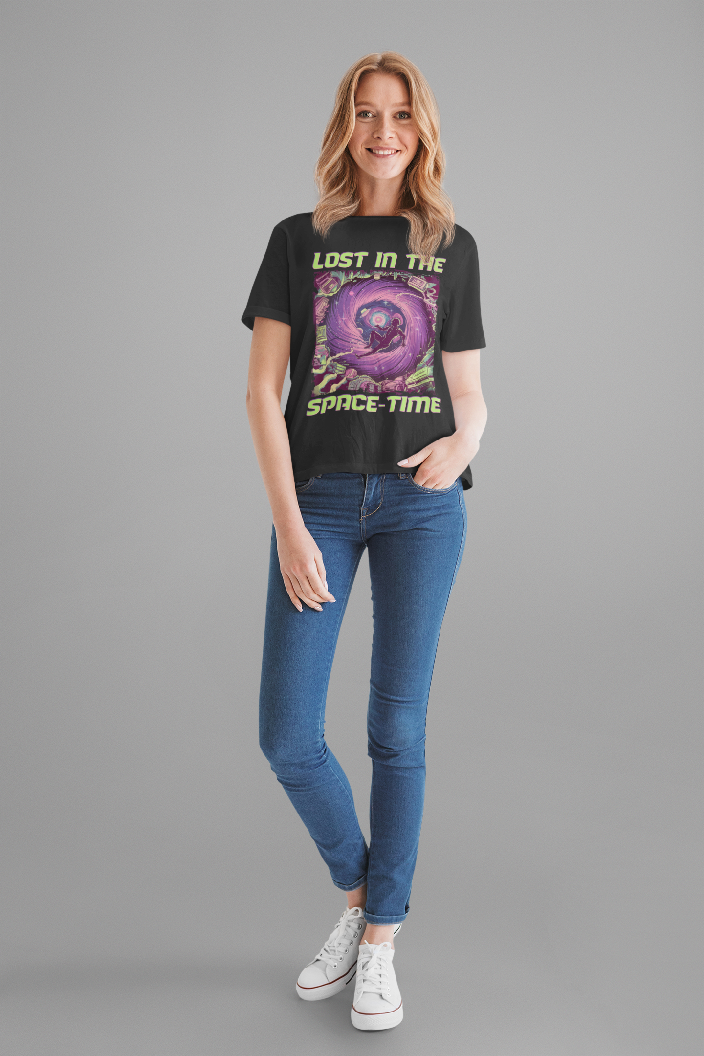 Lost in the Space Time Psychedelic Galaxy Spiral T-Shirt