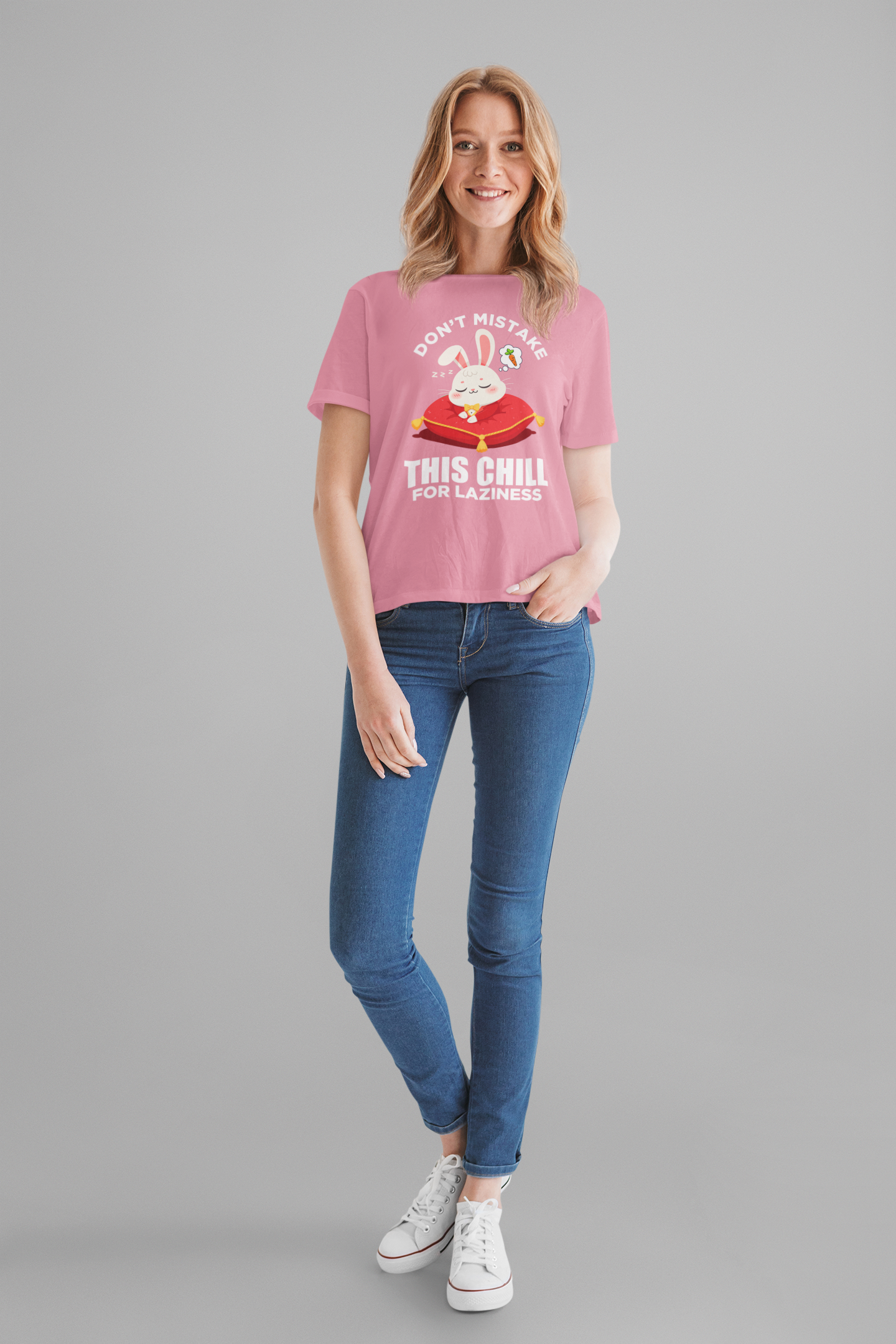 Don’t Mistake This Chill for Laziness Tee, Rabbit Energy Saving Mode Shirt, Funny Bunny Mood Graphic Tee, Soft Sass Gift
