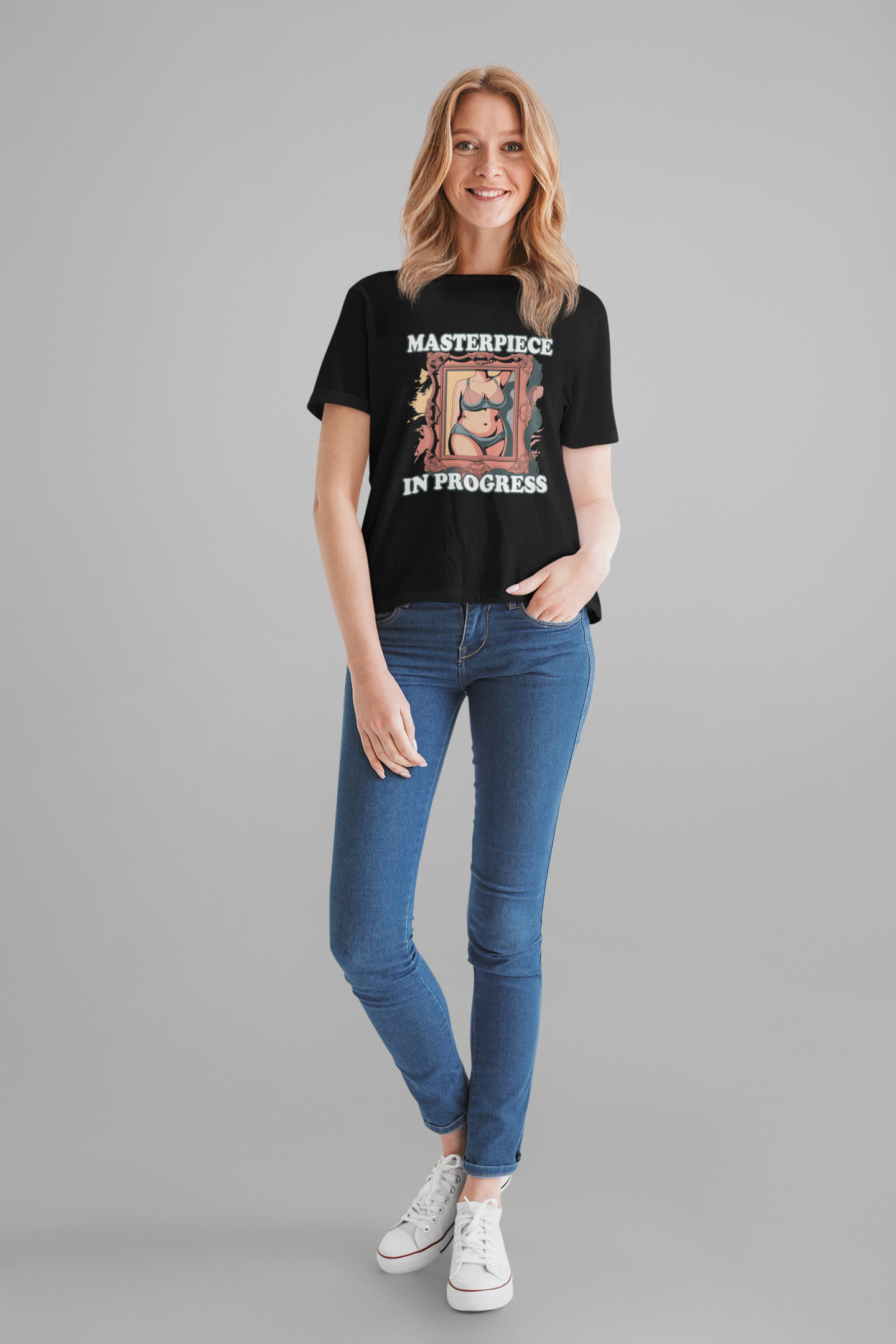 Masterpiece in Progress – Bodies Are Art in Photo Frame Body Positive Graphic T-Shirt