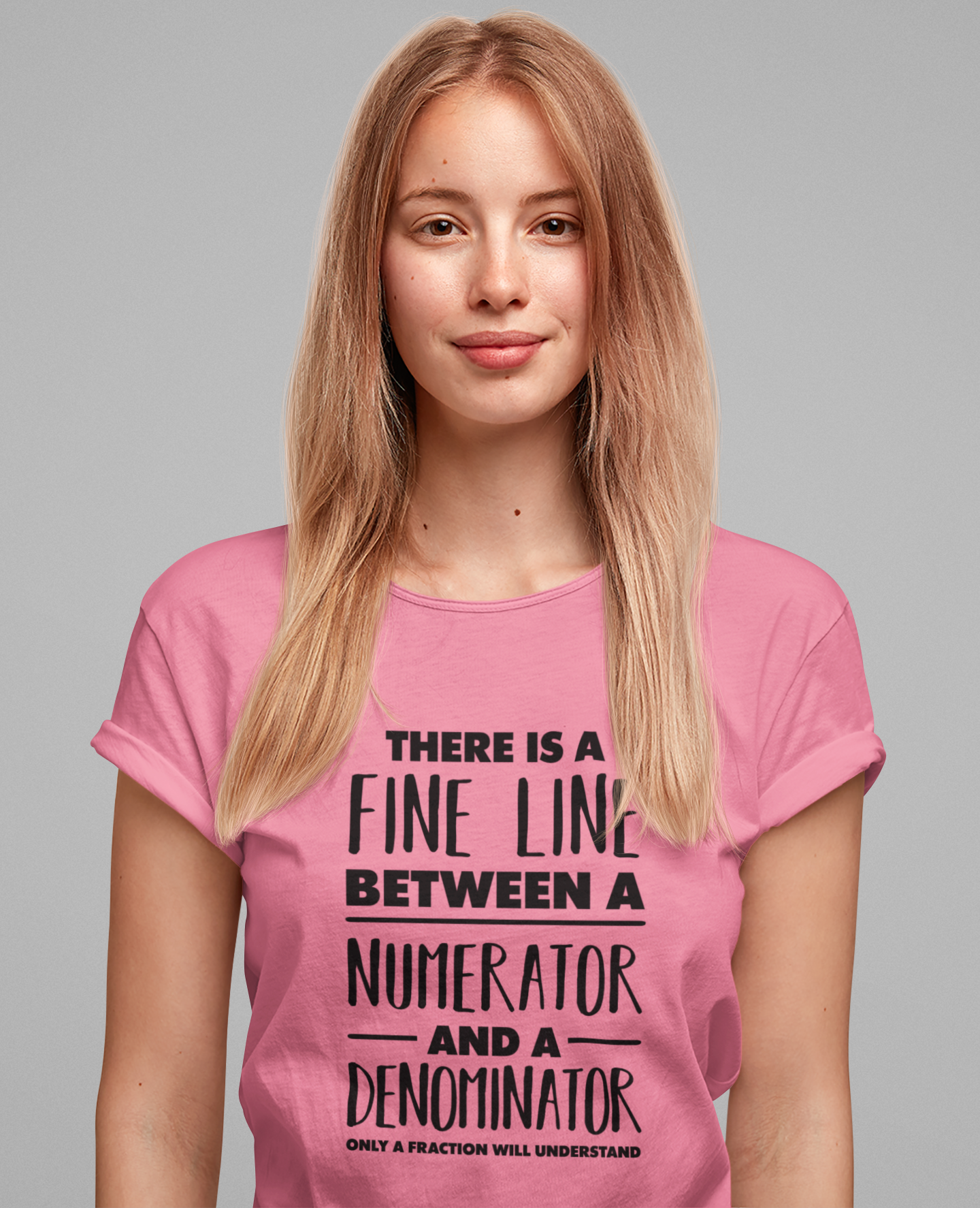 Math Humor Shirt – Fine Line Numerator Denominator Fraction Pun