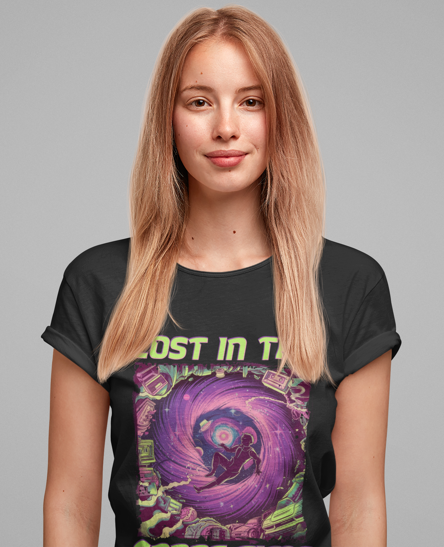 Lost in the Space Time Psychedelic Galaxy Spiral T-Shirt