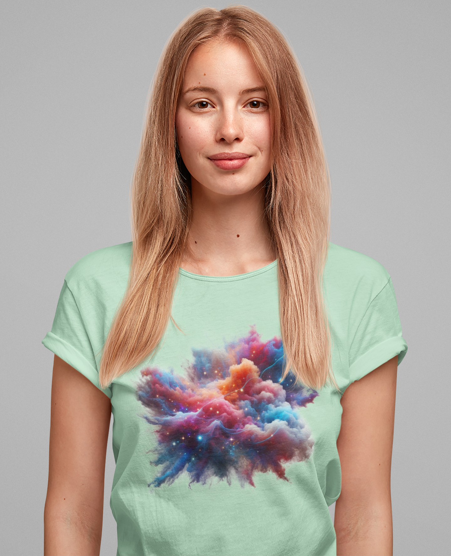 Cosmic Smoke – Colorful Space Swirl Graphic T-Shirt