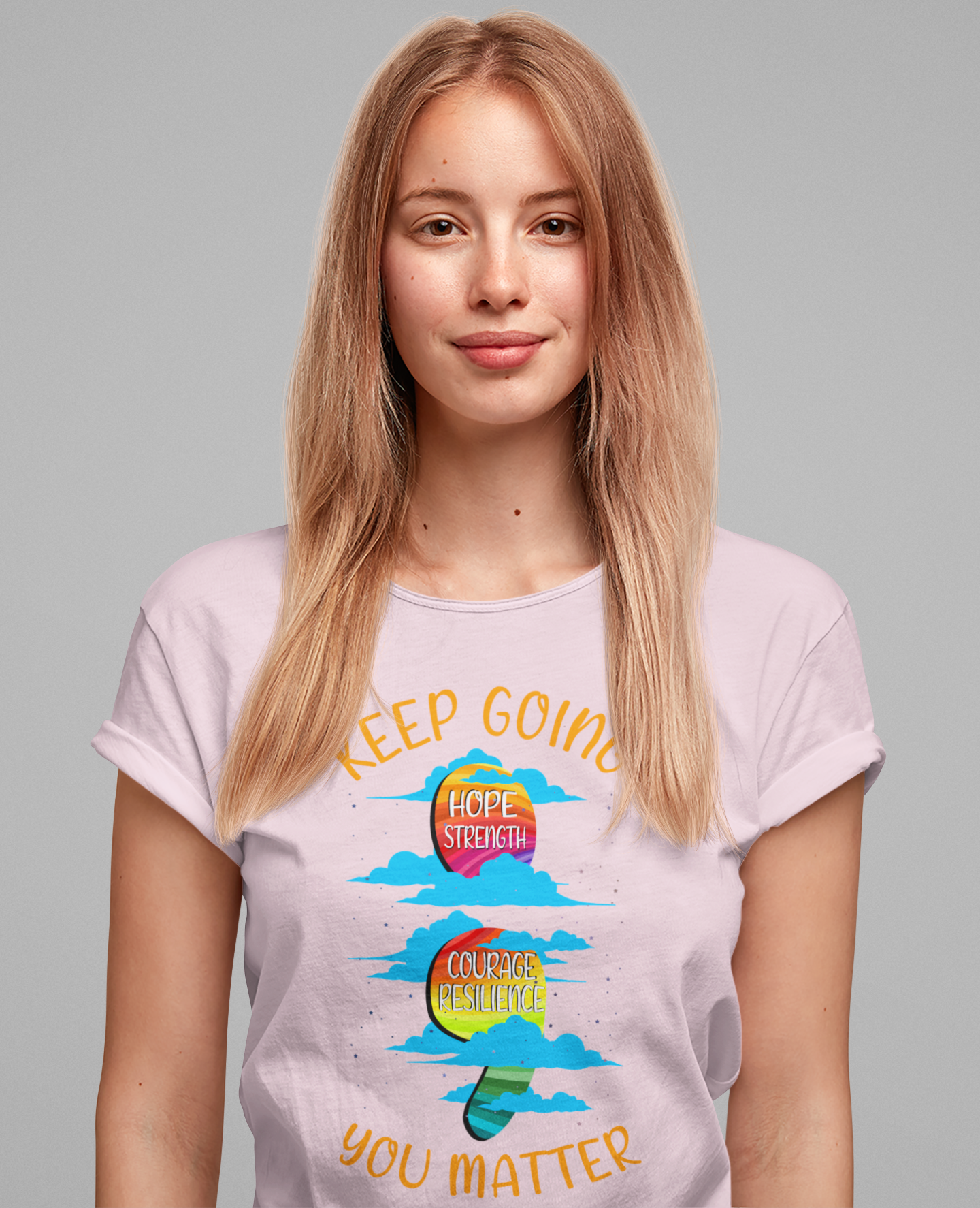 Keep going Semi Colon Rainbow Affirmation Graphic Statement Tee for Mental Health, Recovery, and the Story That Still Continues in Color