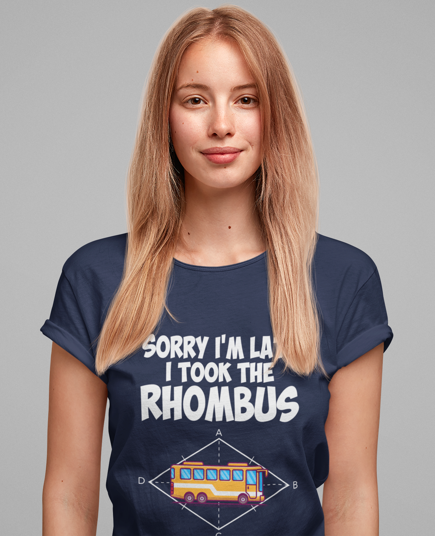 Math Joke Shirt – I Took the Rhombus Geometry Bus Graphic
