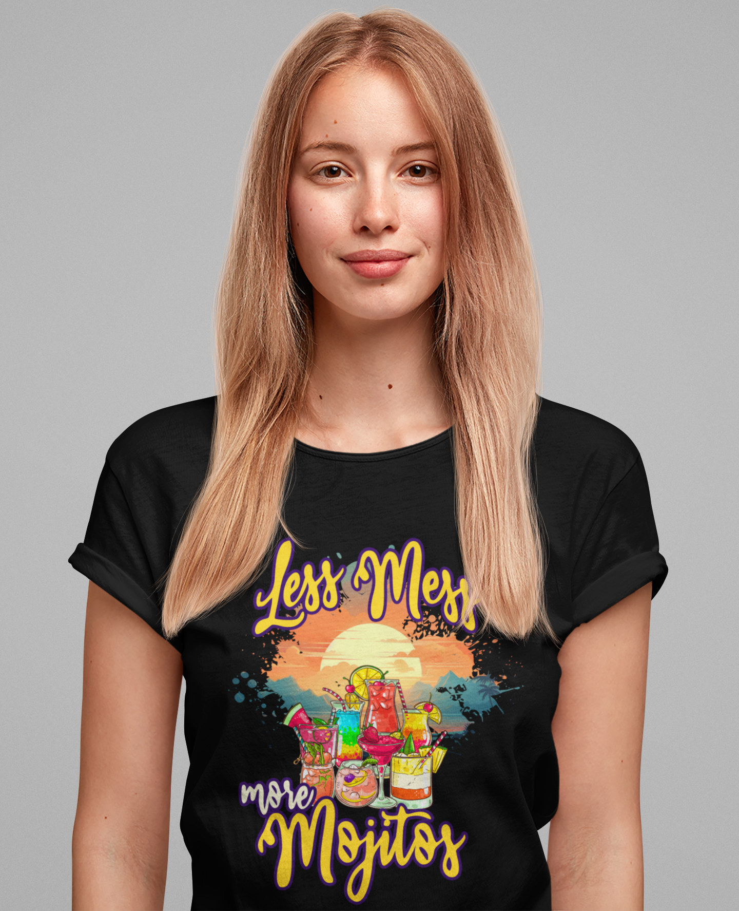 Less Mess More Mojitos Tee, Cocktail Humor Shirt, Party Mood Graphic Tee, Summer Chill Top, Funny Drink Gift