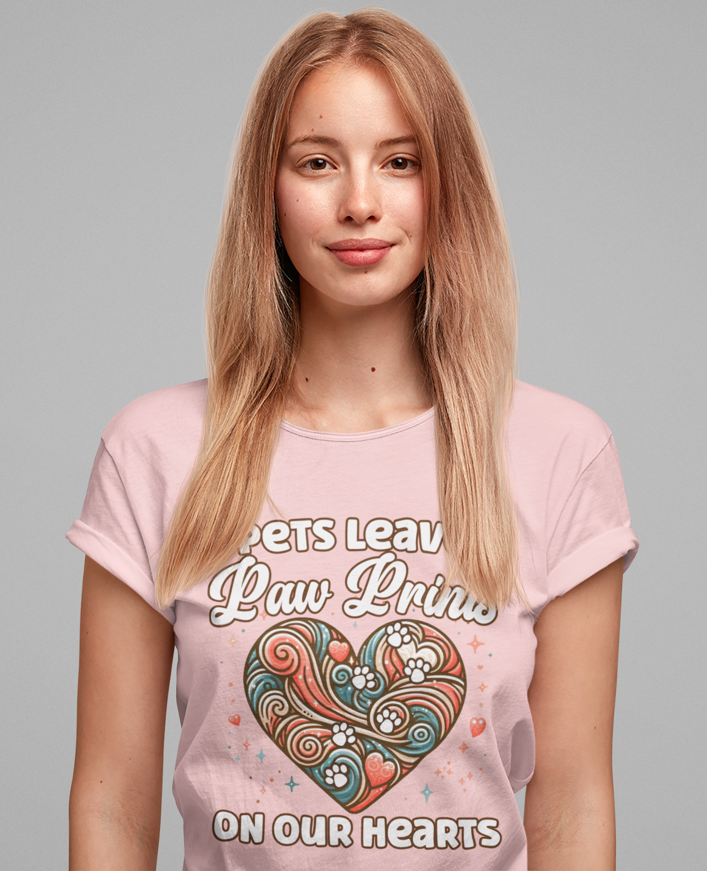Pets Leave Paw Prints on Our Hearts | Abstract Heart Graphic T-Shirt