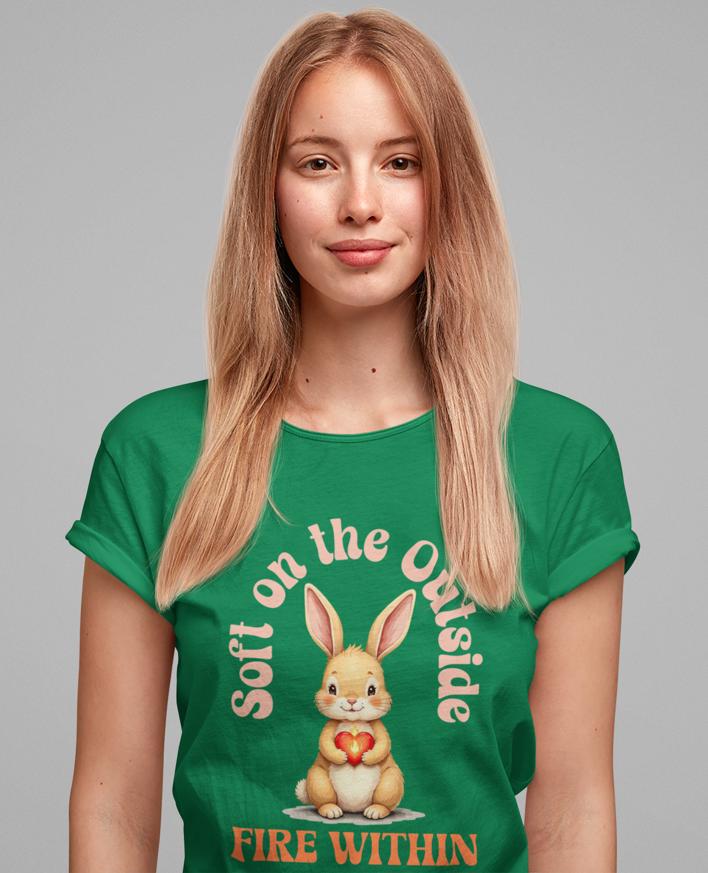 Cute Bunny Strength Quote Tee – Soft on the Outside, Fire Within