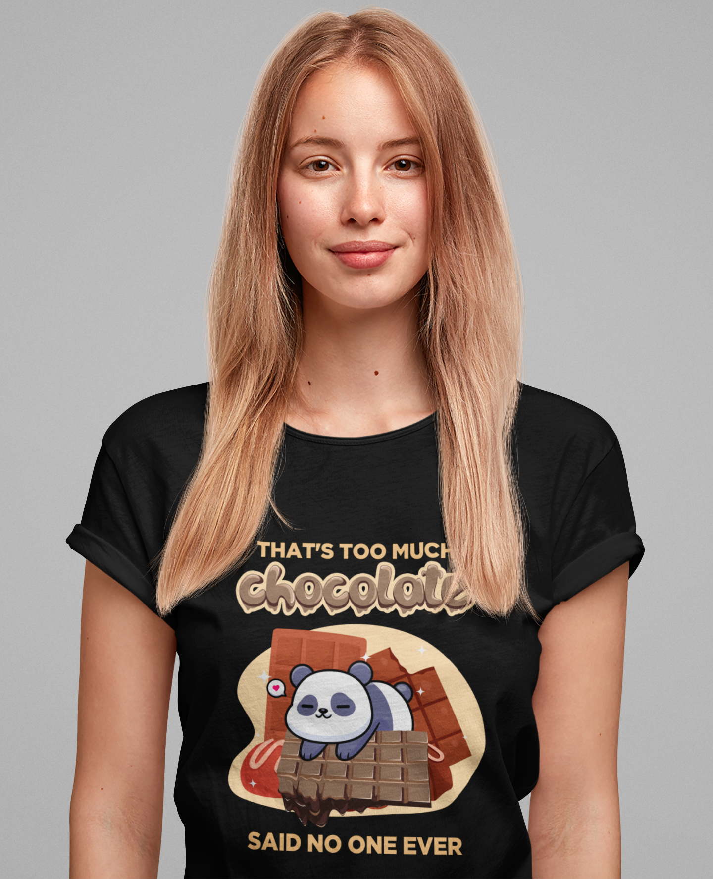 That’s Too Much Chocolate Said No One Ever T-Shirt – Adorable Baby Panda with Chocolate Graphic Tee