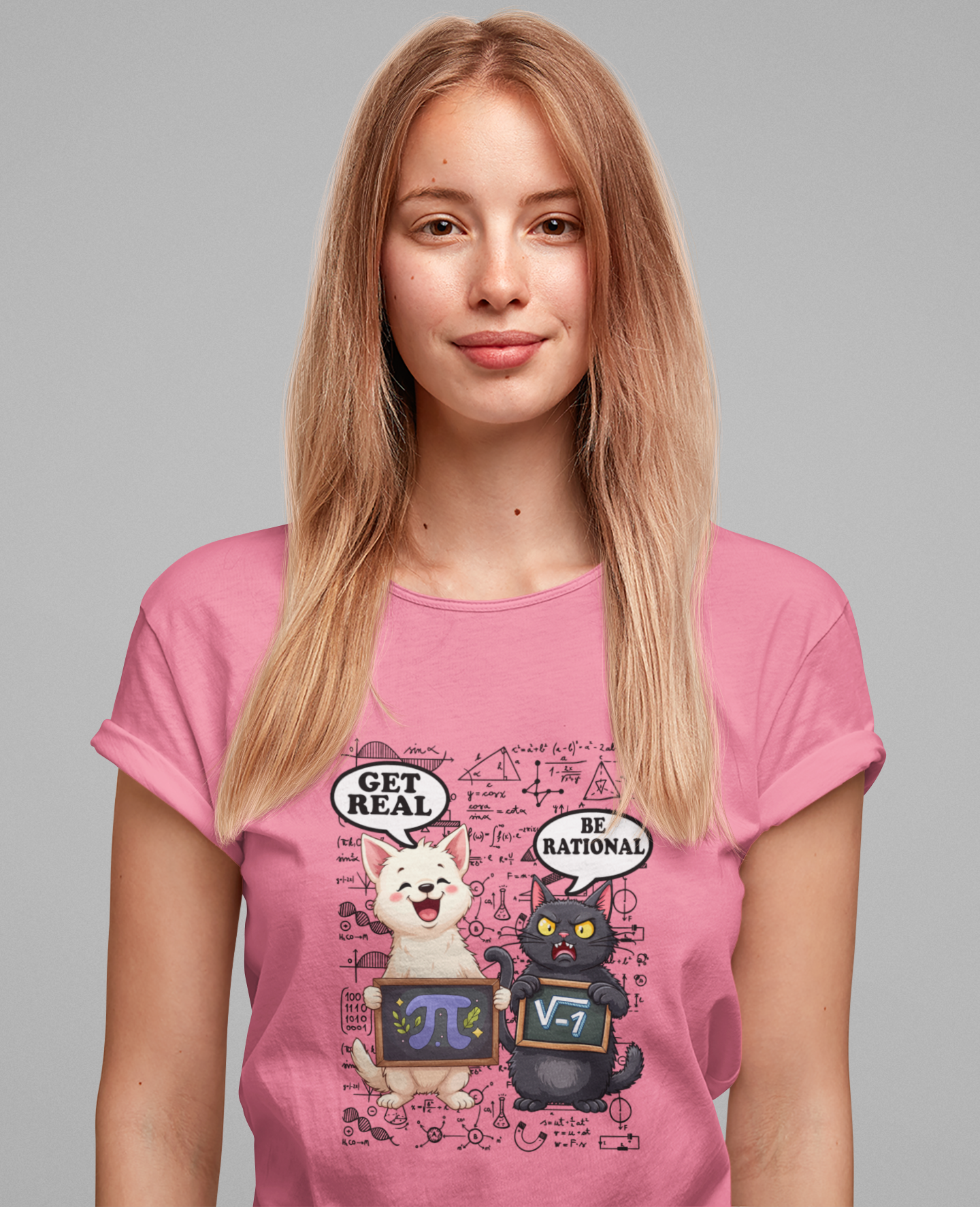 Math Cat Joke Shirt – Get Real Pi and Be Rational Square Root Design