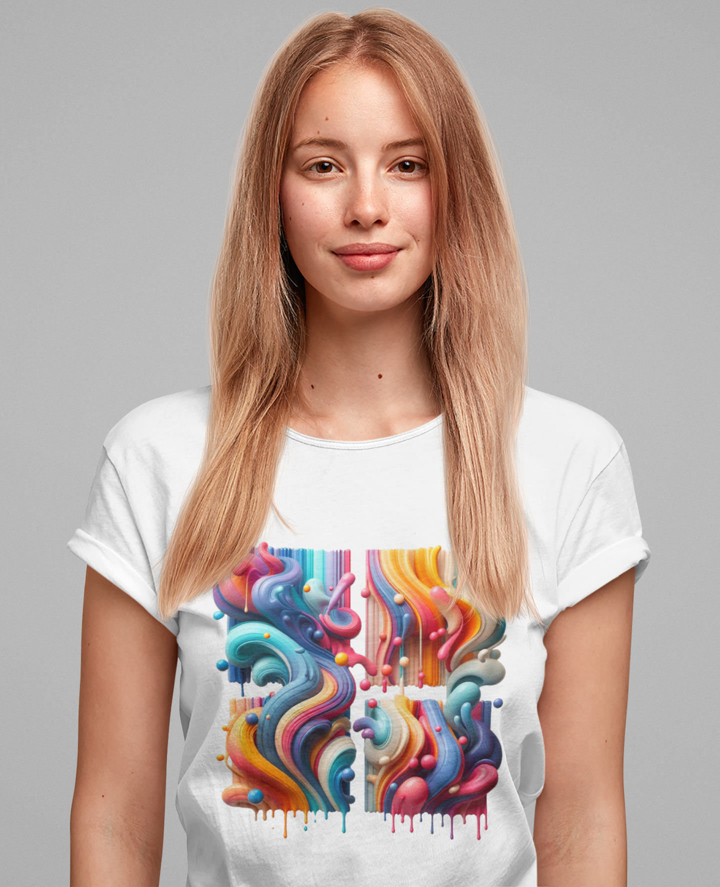 Drip Fusion Squares – Colorful Abstract Drip Art T-Shirt