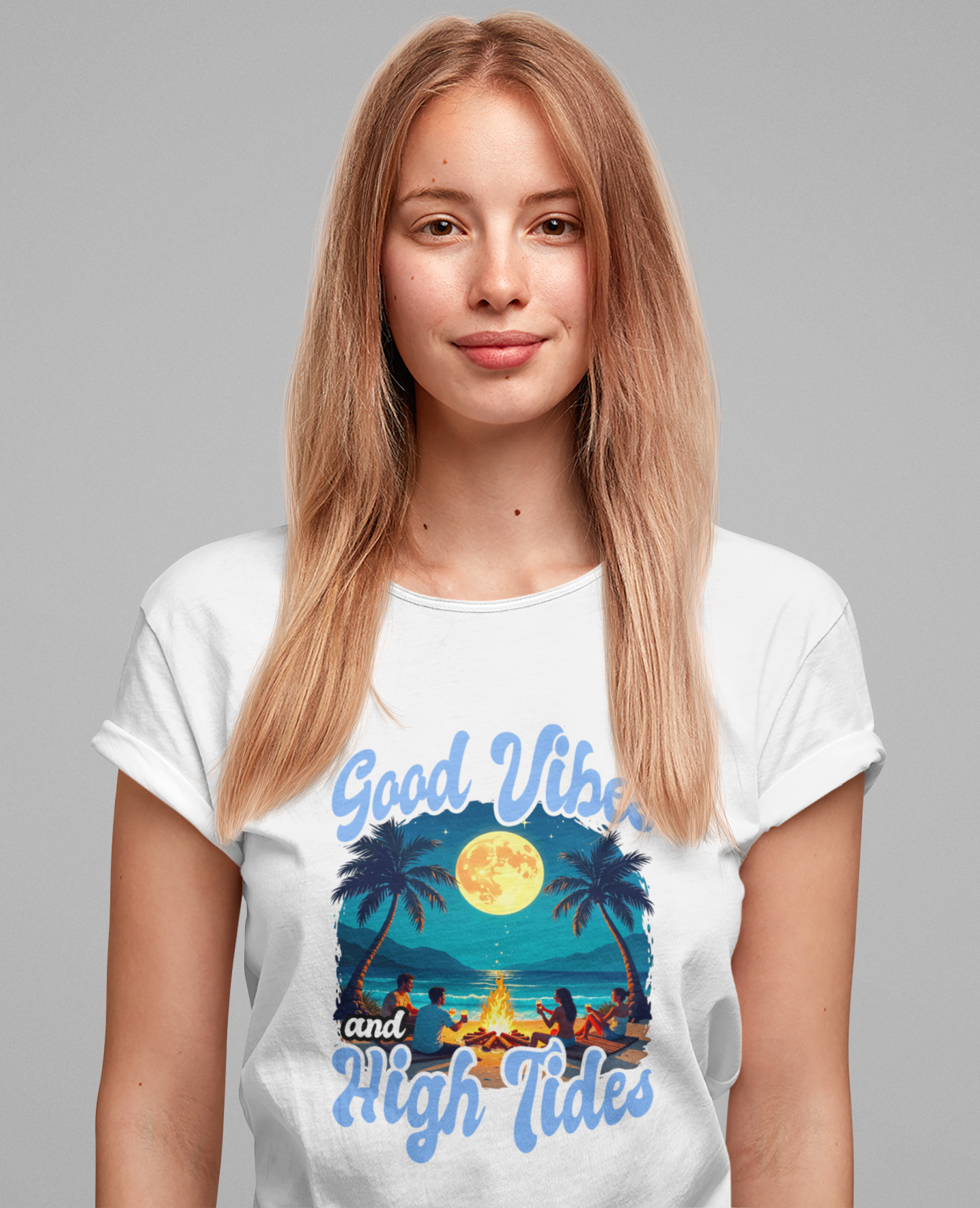 Good Vibes & High Tides - Beach Bonfire Night T-Shirt