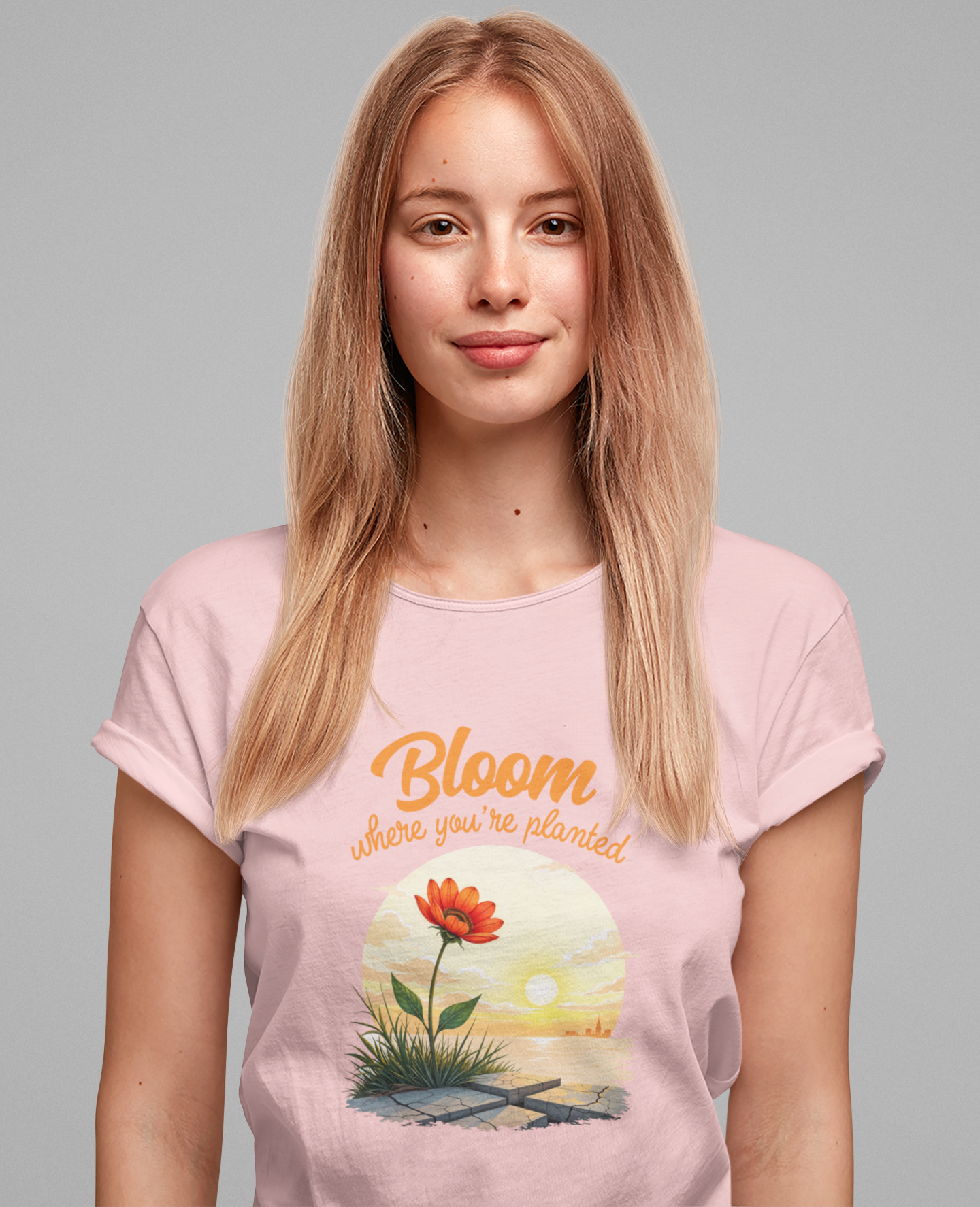 Bloom Where You Are Planted | Inspirational Flower & Sunrise T-Shirt