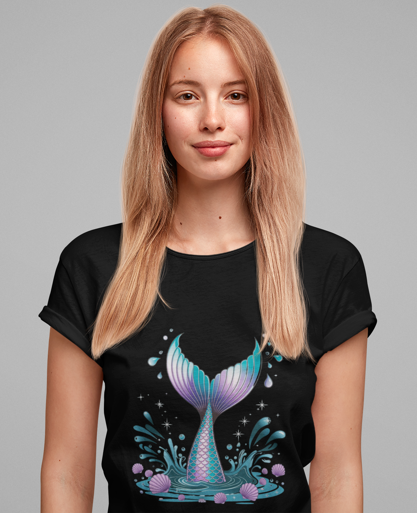 Mermaid Energy – Diving Mermaid Hip to Tail Graphic T-Shirt