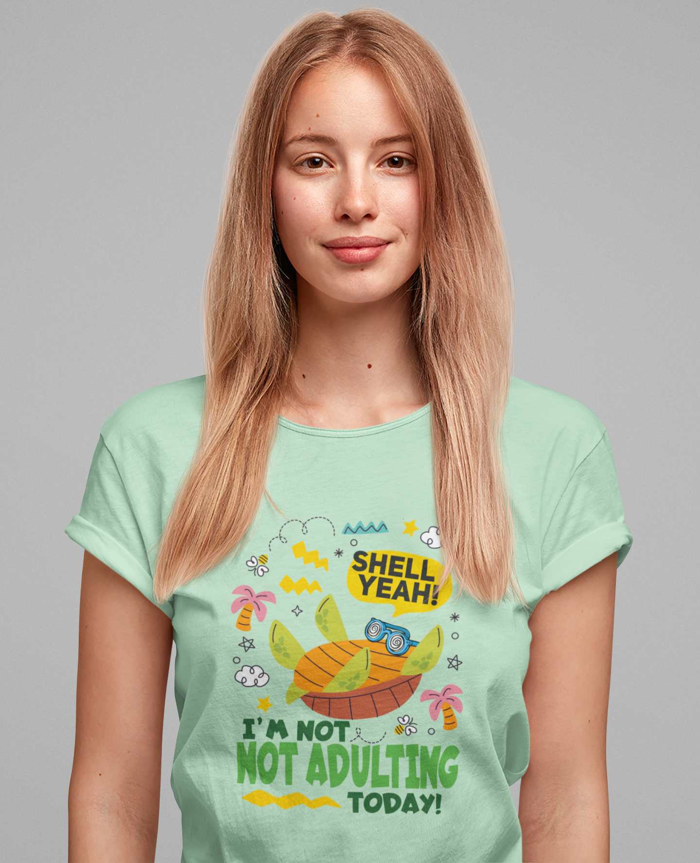 Shell Yeah I’m Not Adulting Today Tee, Turtle Humor Shirt, Lazy Mood Graphic Tee, Funny Shell Joke Top, No Responsibilities Gift