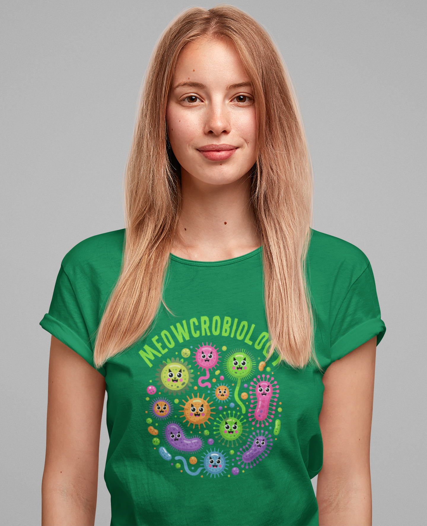 Science Biology Meowcrobiology Tshirt – Cat-Faced Microorganisms Science Pun