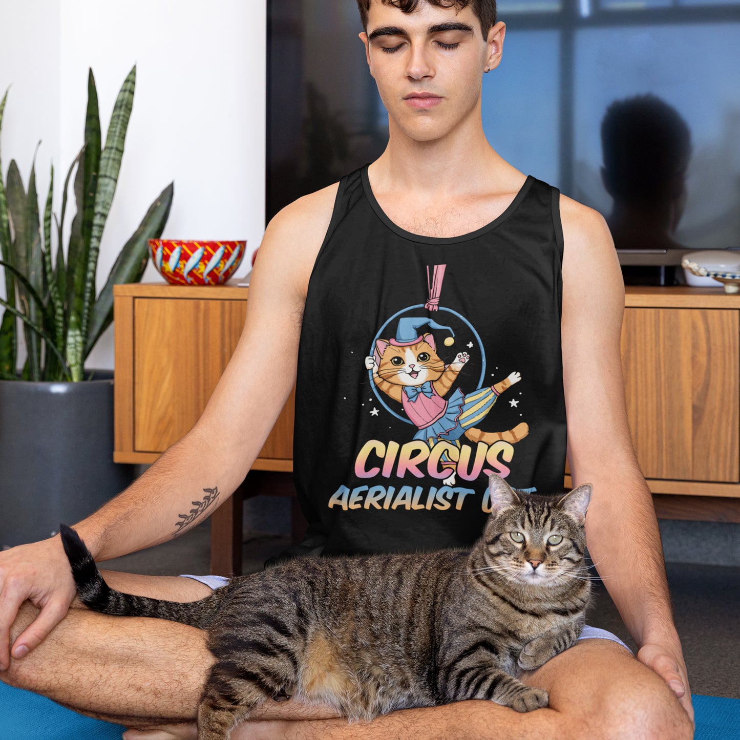 Circus Aerialist Cat - Cute and Funny Performer Tank Top
