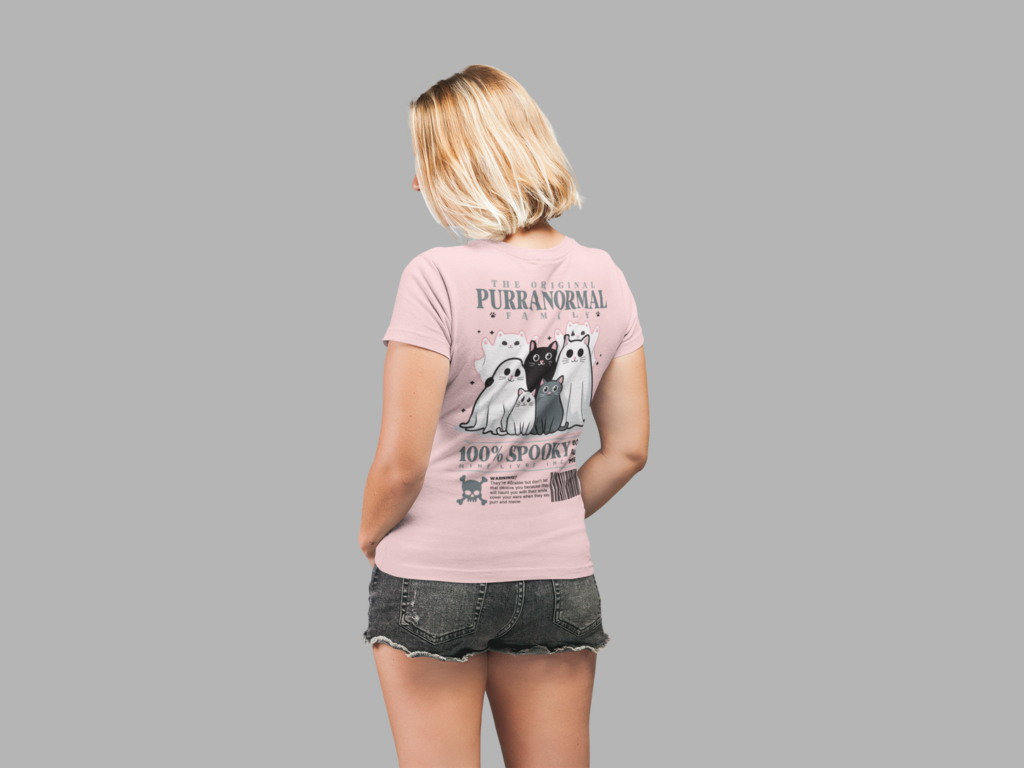 The Purranormal Family T-Shirt – Real and Ghost Cats Spooky Graphic