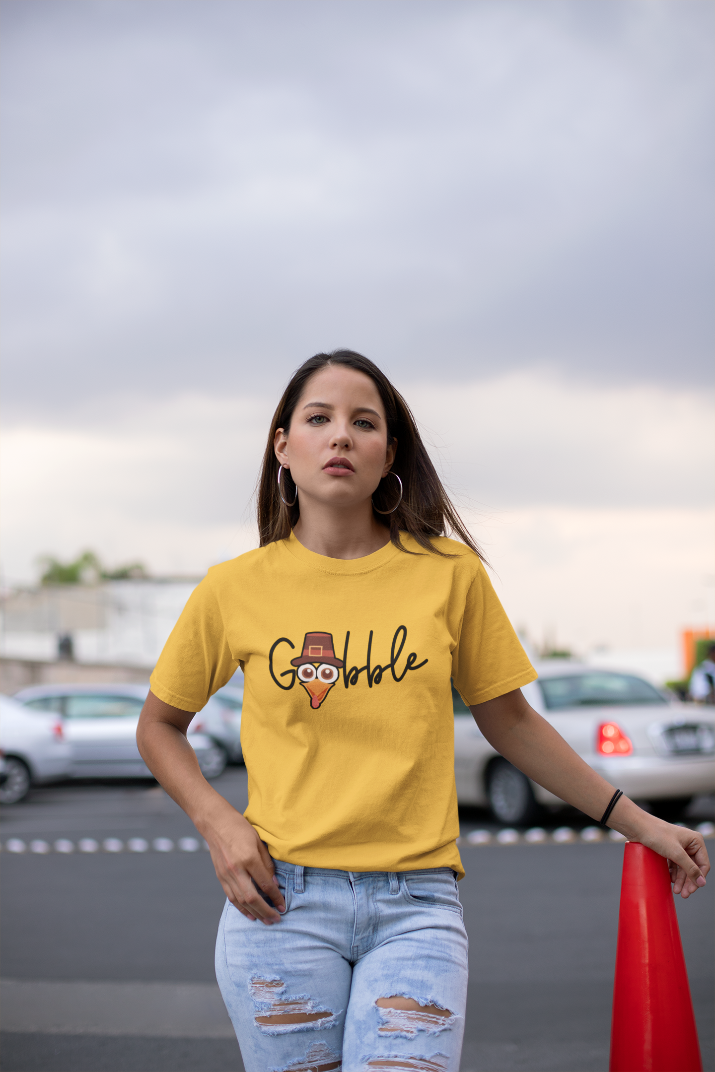 Gobble Turkey Head Cursive T-Shirt