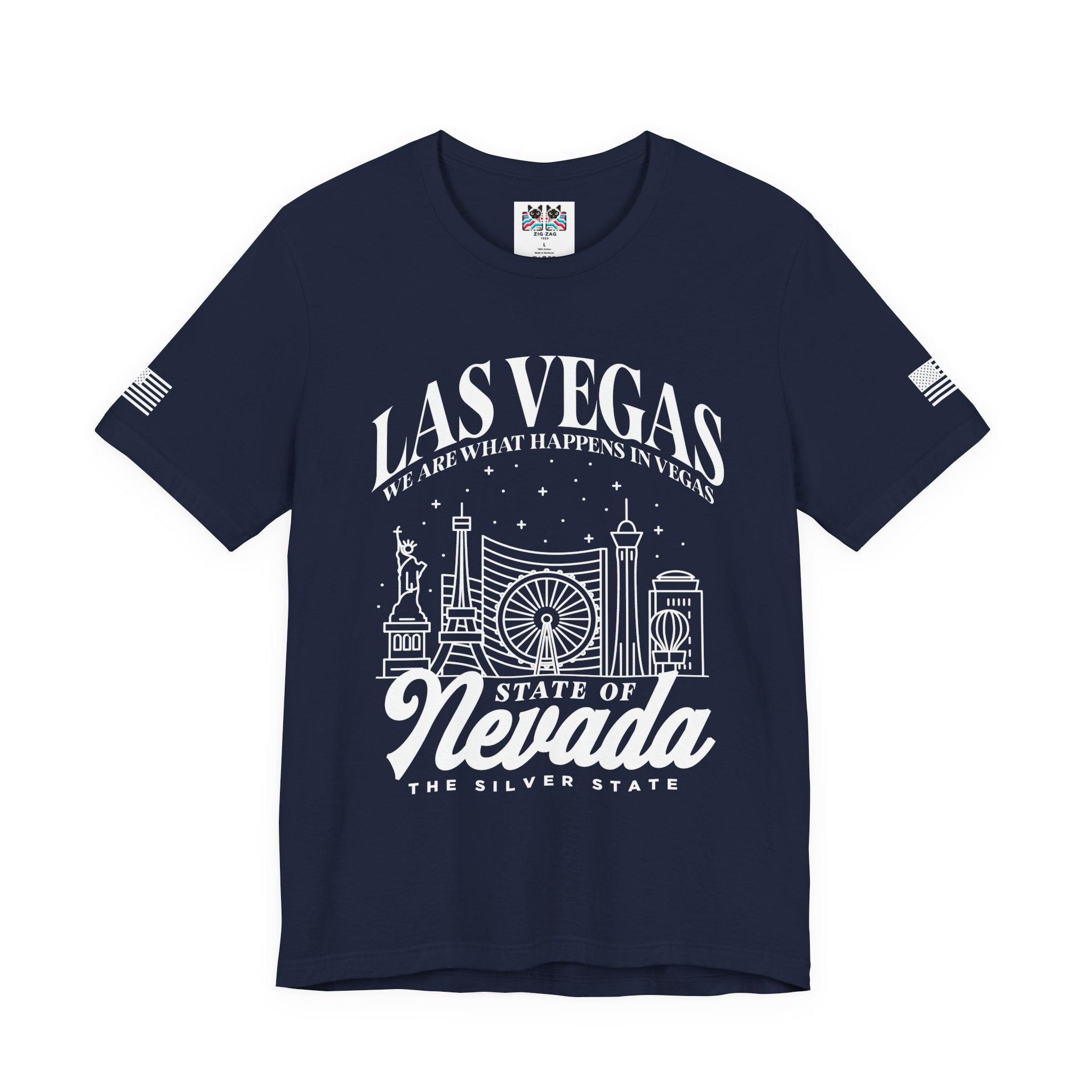 Las Vegas State of Nevada T-Shirt – Vegas Skyline Silver State Souvenir Tee