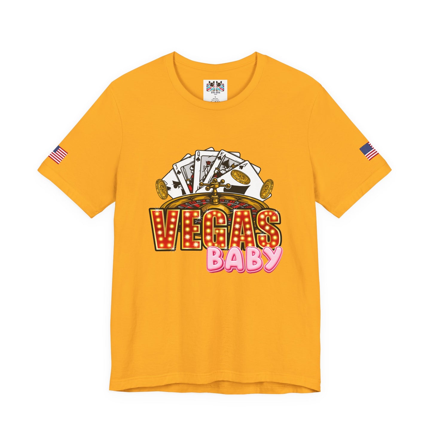 Vegas Baby T-Shirt - Casino Gambling Cards Roulette Dice Poker Chips Design