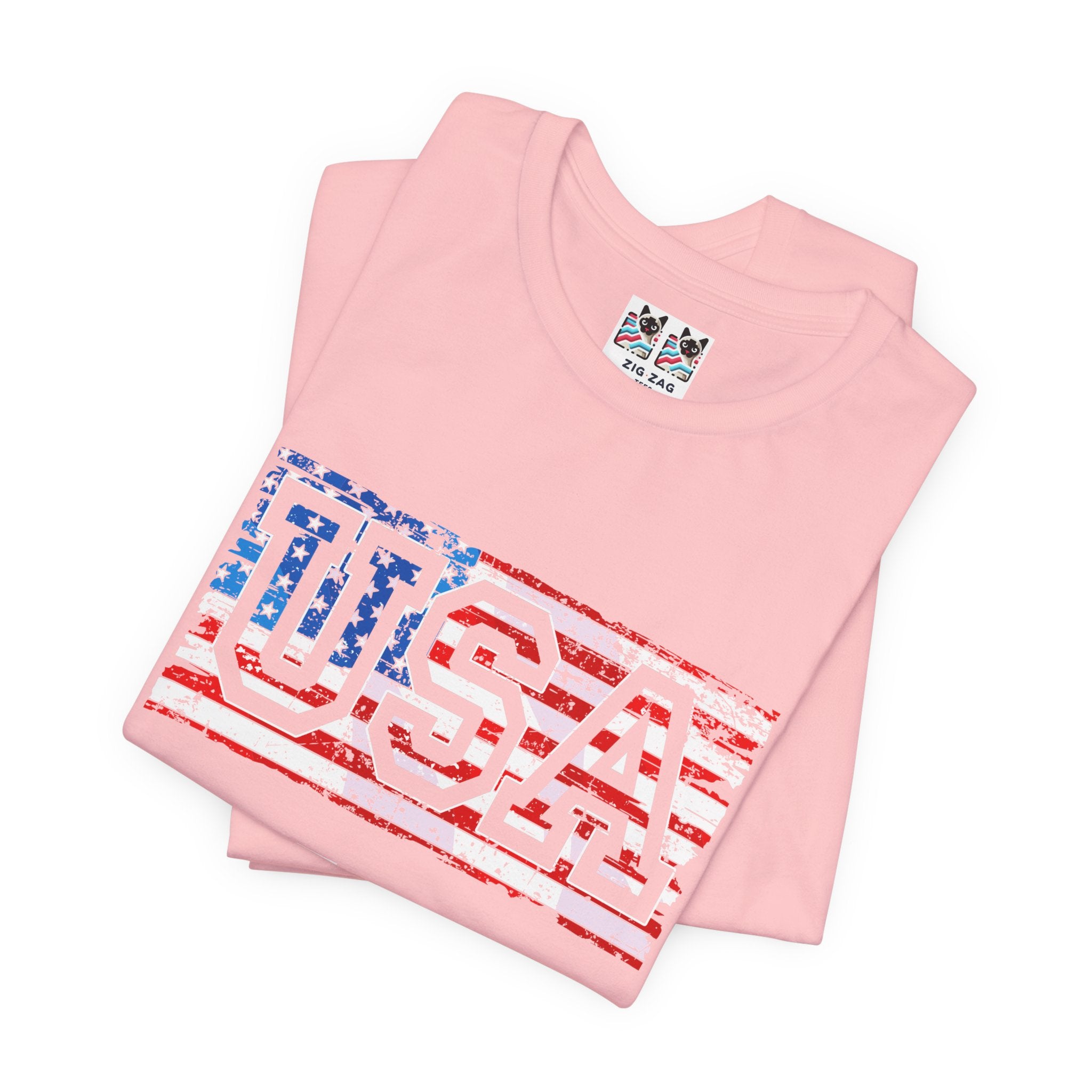 Custom T-Shirt - USA Vintage Collegiate T-Shirt – Retro American Flag Typography Graphic Tee